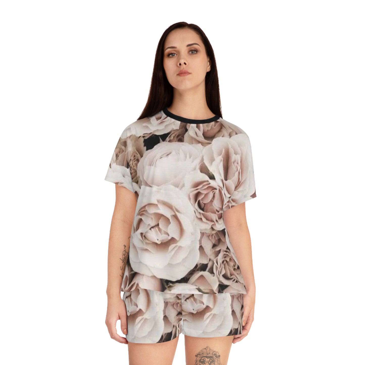 Light Pink Floral Pajama Set for Women