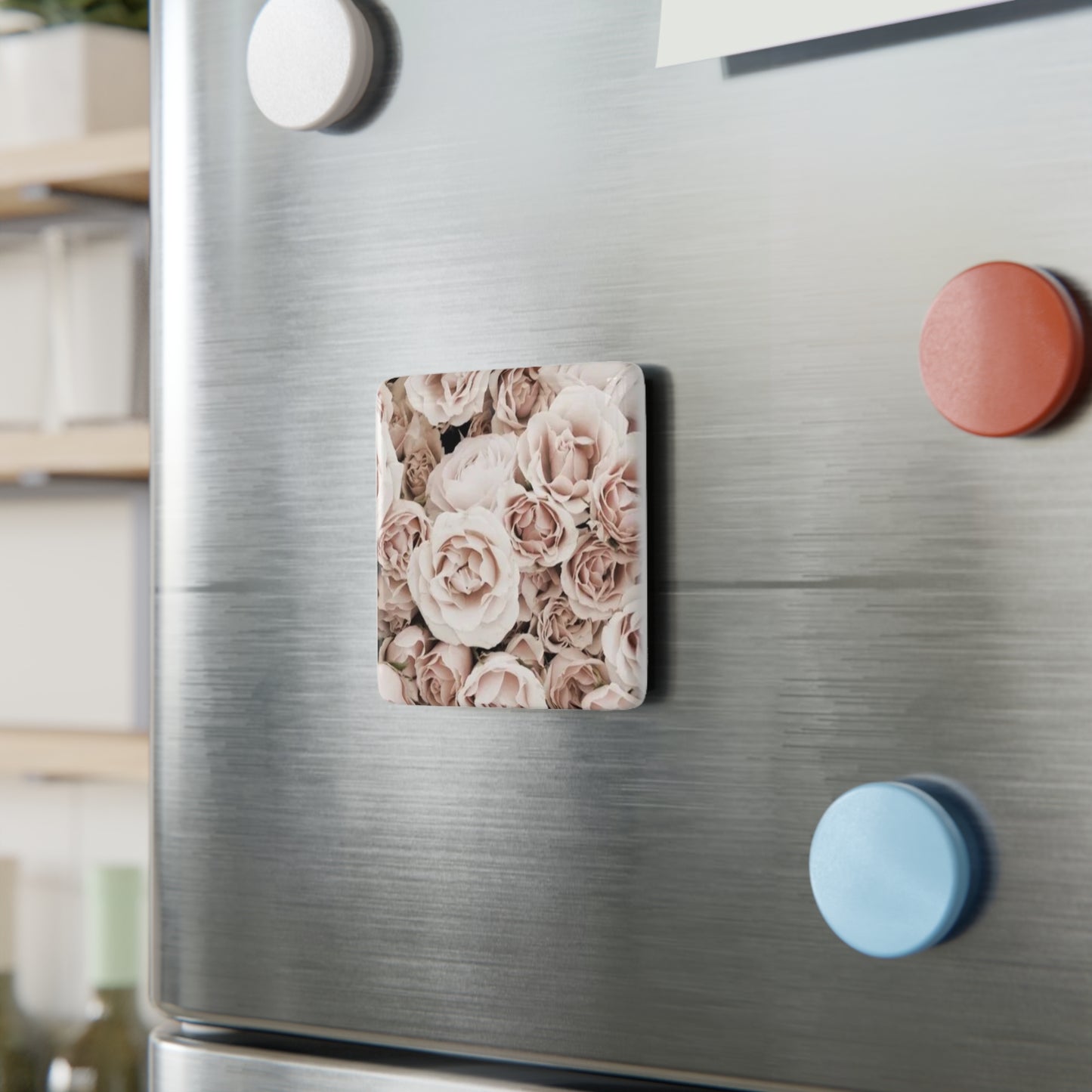 Light Pink Roses Floral Square Magnet – Floral Square Magnets