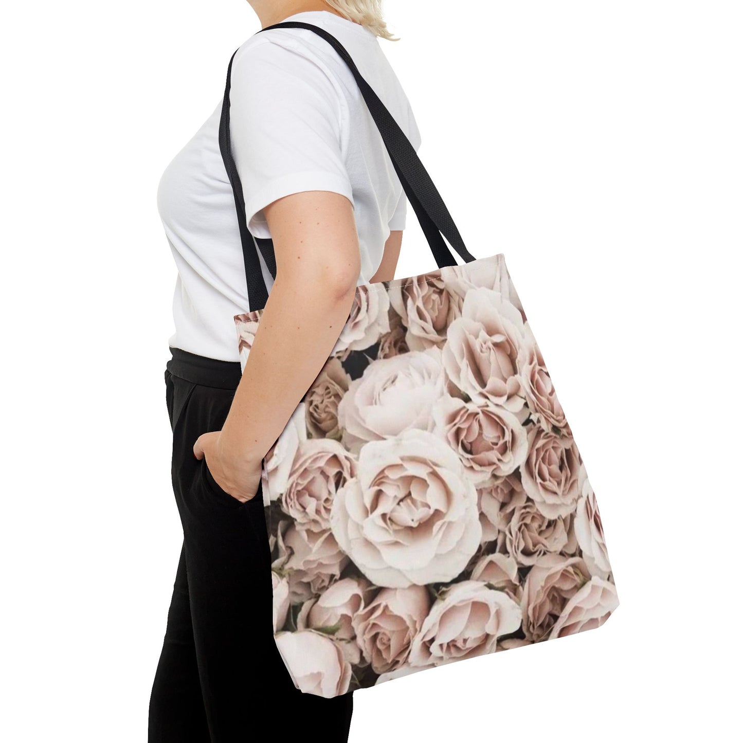 Light Pink Roses Floral Tote Bag for Women – Soft & Feminine
