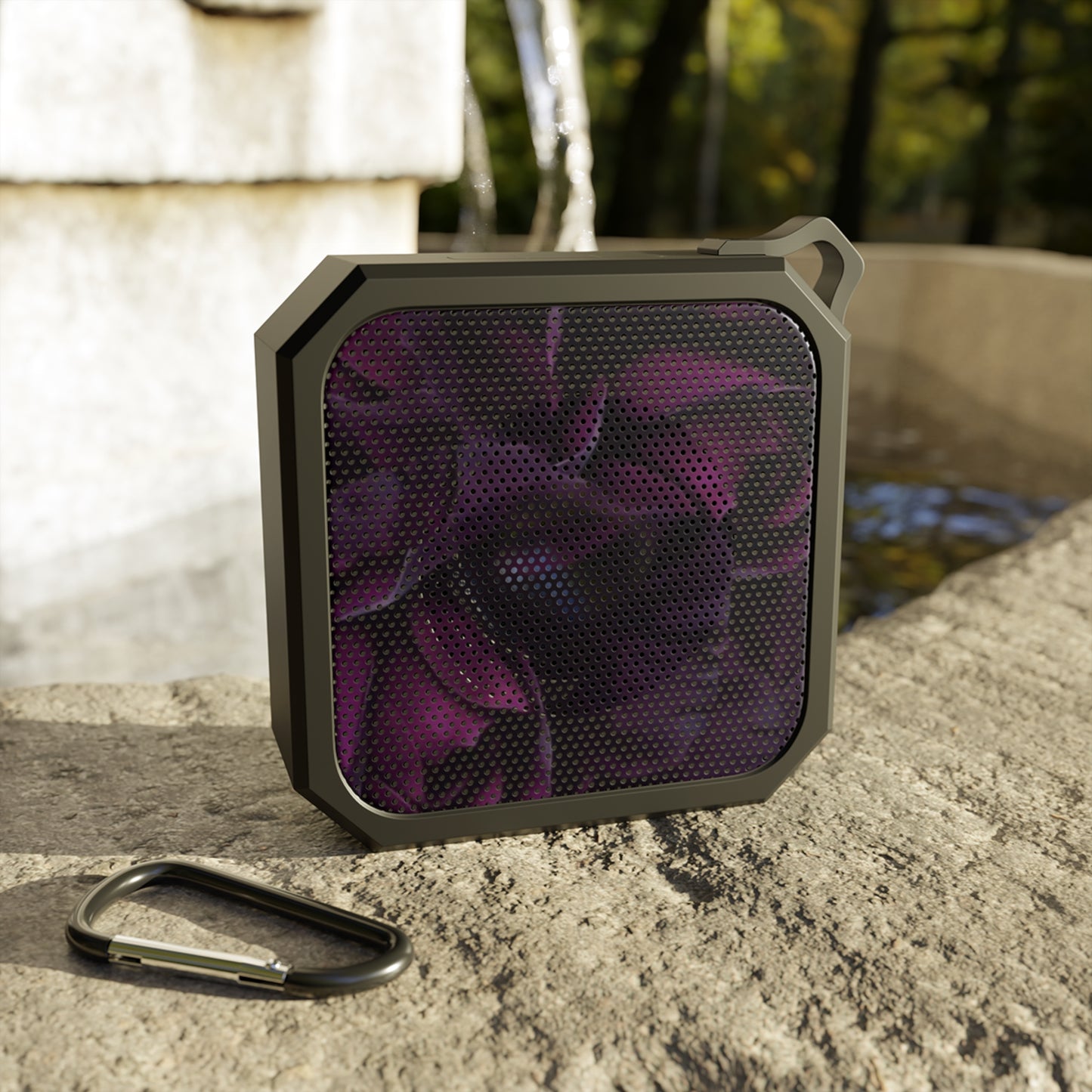 Outdoor Bluetooth Speaker – Dark Purple Floral Print, Compact & Water-Resistant
