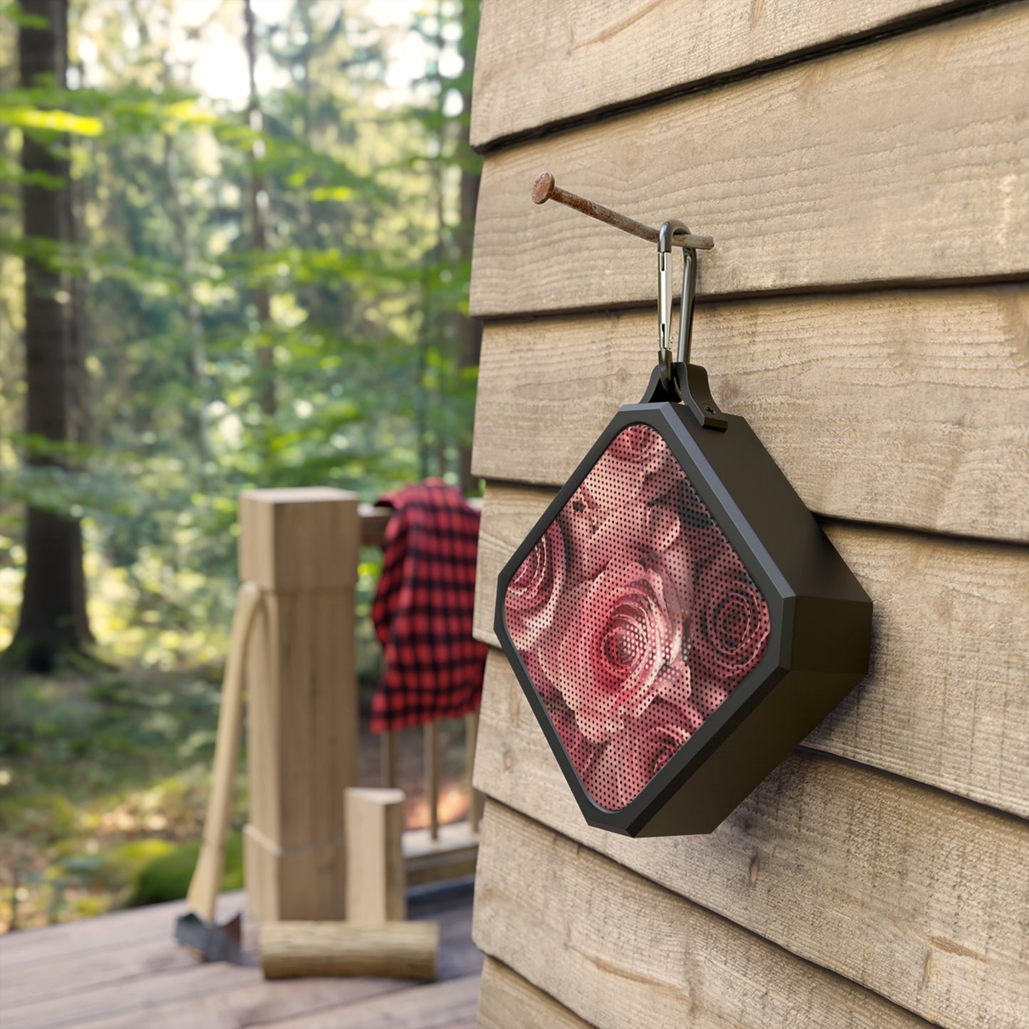 Outdoor Bluetooth Speaker – Pink Roses Design, Waterproof & On-the-Go