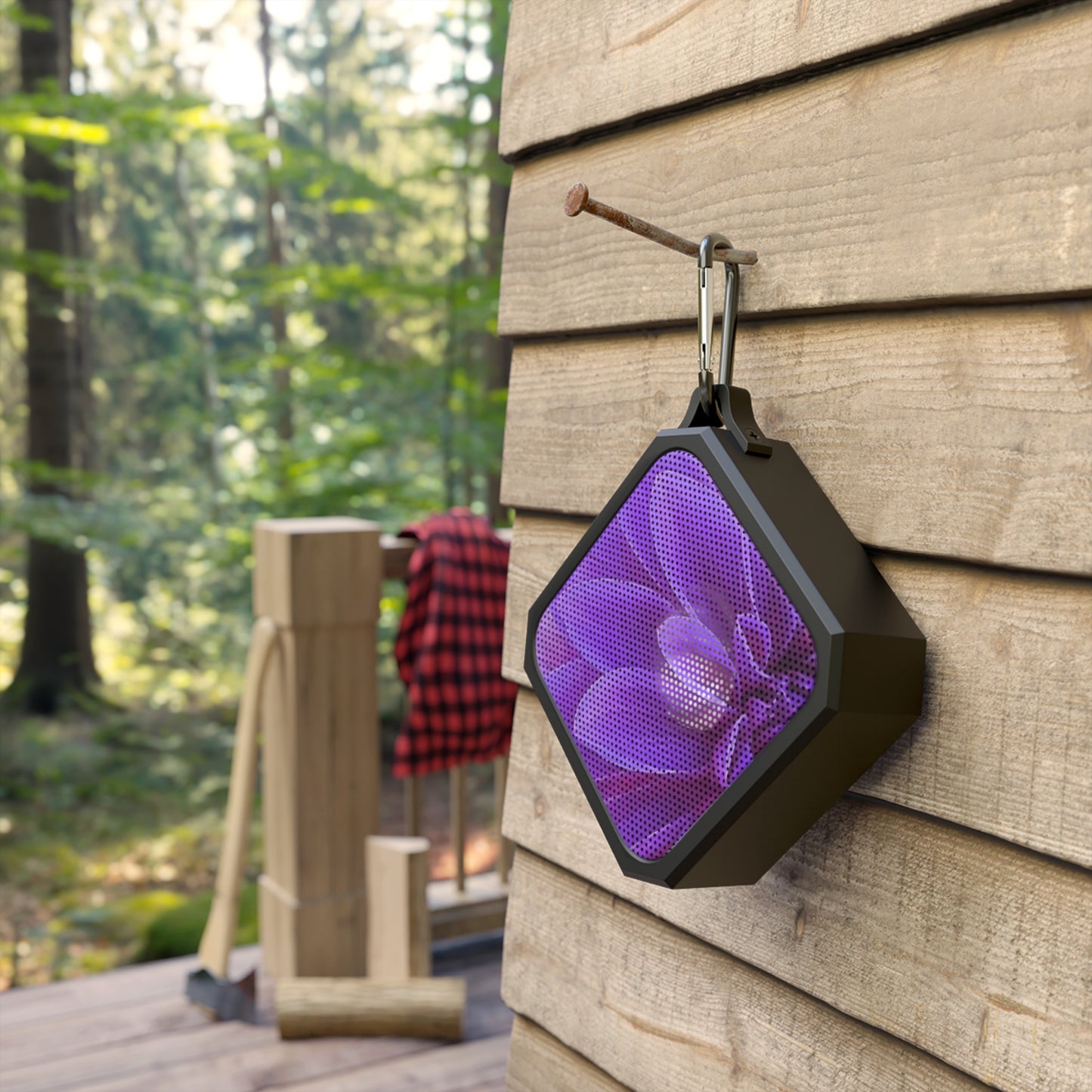 Outdoor Bluetooth Speaker – Purple Dahlia Print, Waterproof & Compact