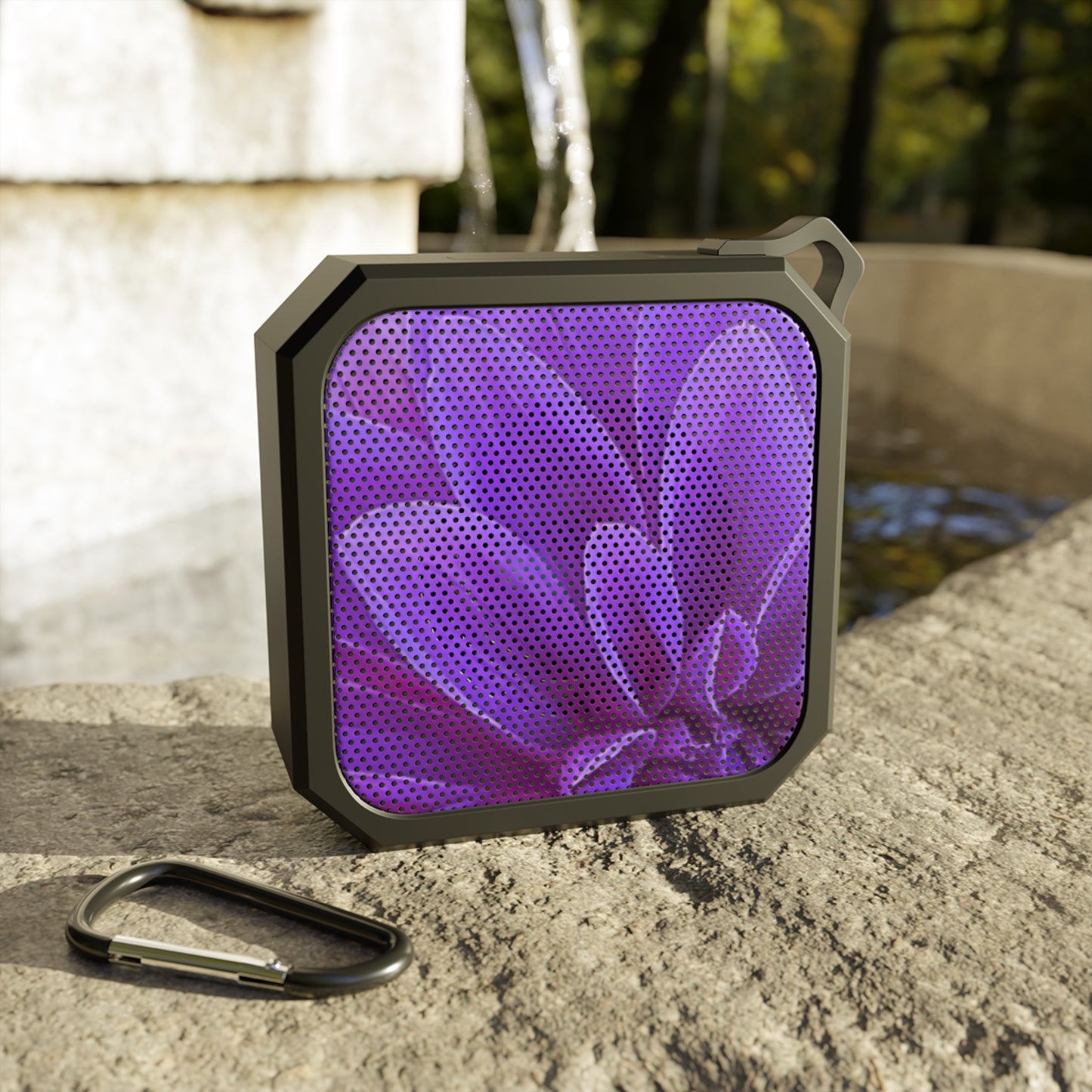 Outdoor Bluetooth Speaker – Purple Dahlia Print, Waterproof & Compact