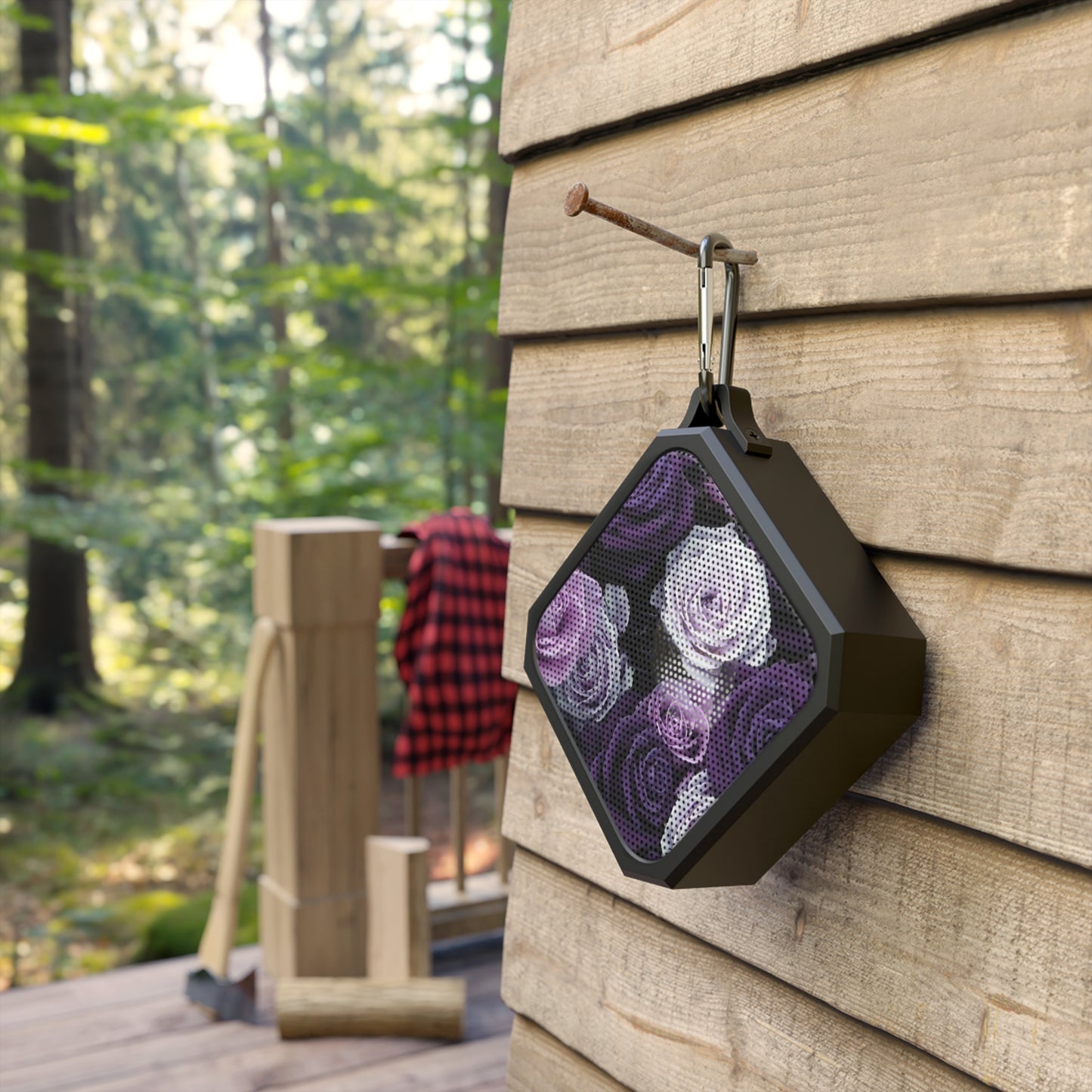 Outdoor Bluetooth Speaker – Purple Roses Design, Waterproof & Lightweight