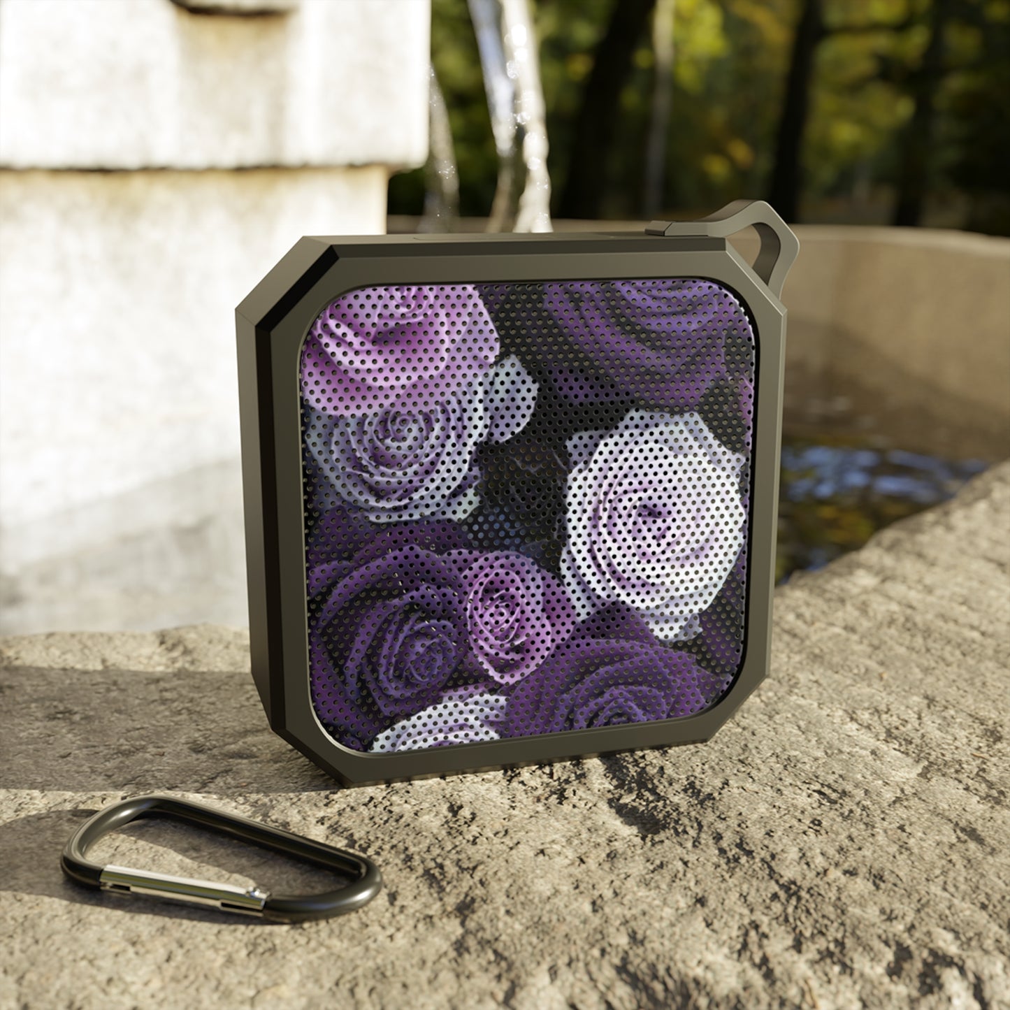 Outdoor Bluetooth Speaker – Purple Roses Design, Waterproof & Lightweight