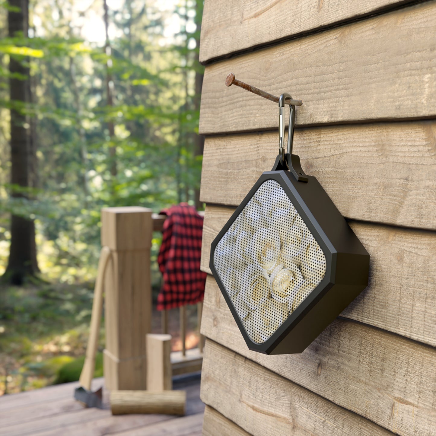 Outdoor Bluetooth Speaker – White Roses Design, Floral & Waterproof