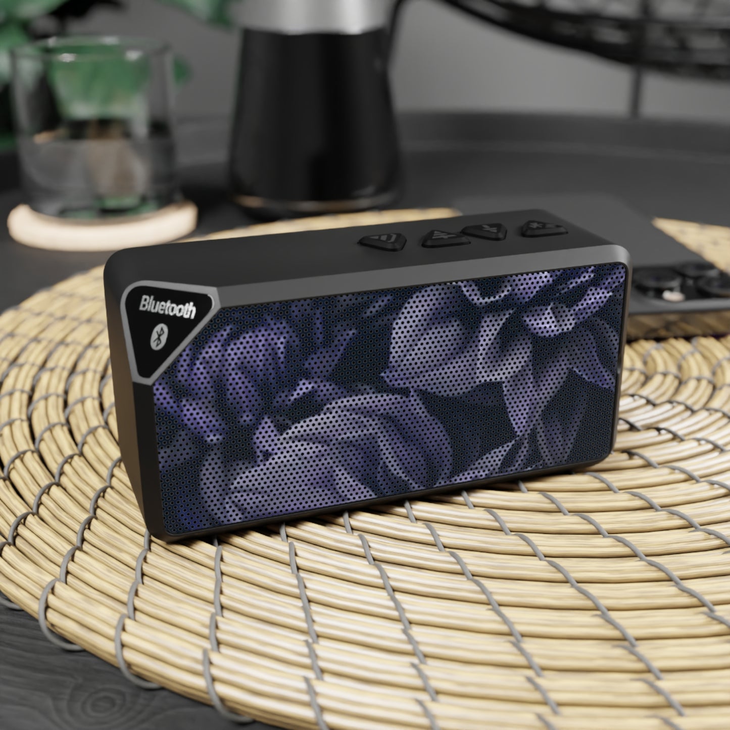 Portable Floral Bluetooth Speaker – Blue Dahlia Design
