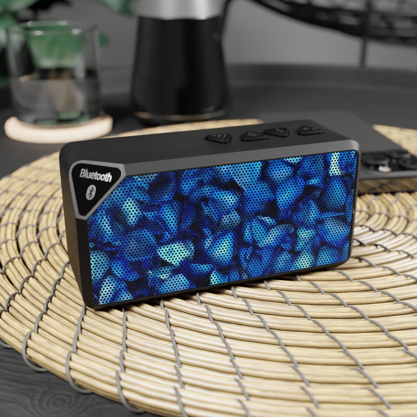 Portable Floral Bluetooth Speaker – Blue Petal Design