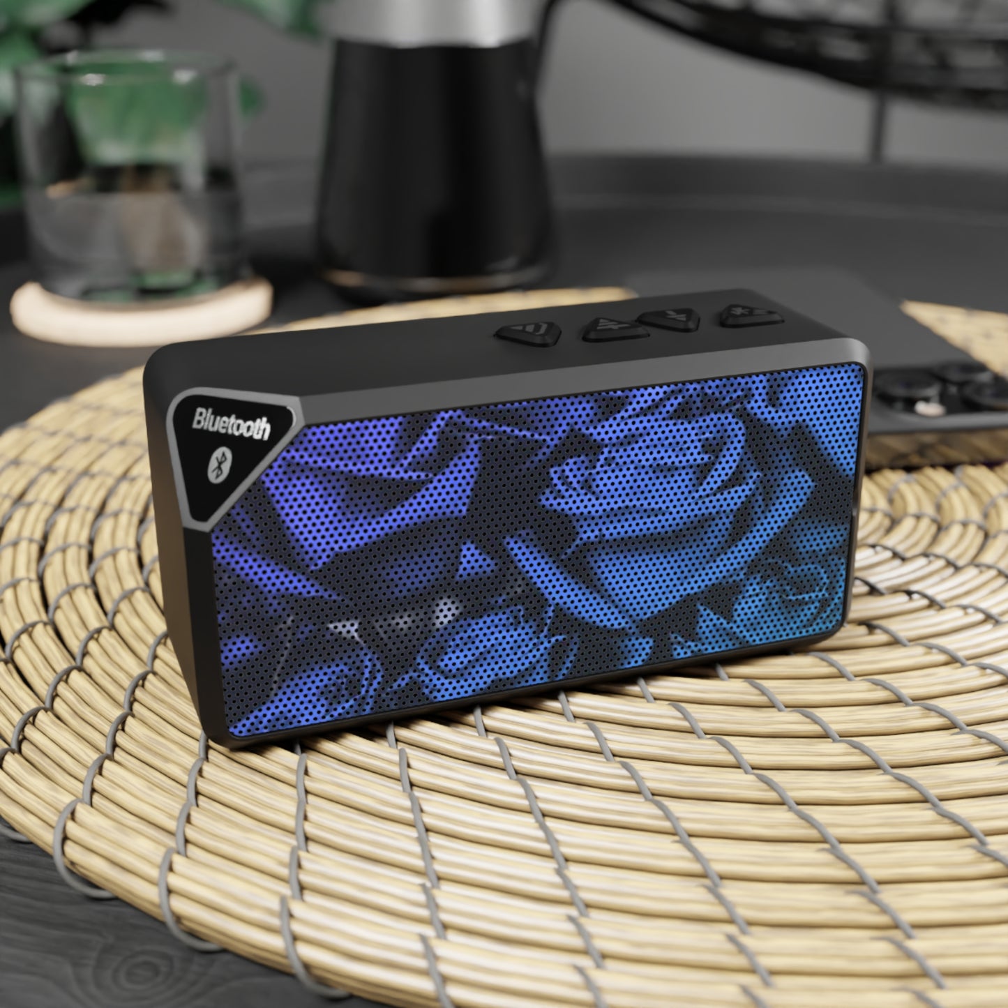 Portable Floral Bluetooth Speaker – Blue Roses Design