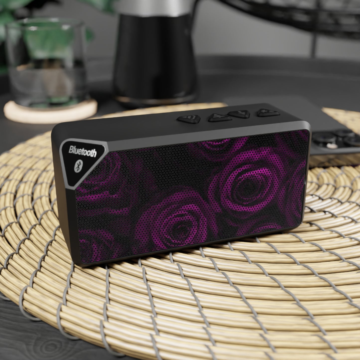 Portable Floral Bluetooth Speaker – Dark Purple Roses Design