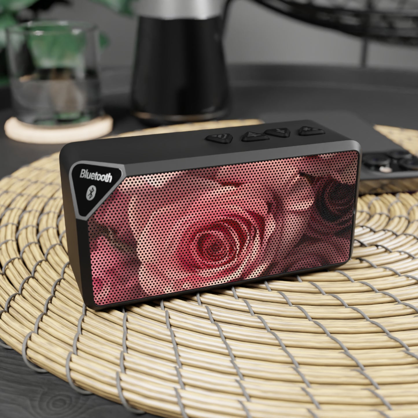 Portable Floral Bluetooth Speaker – Pink Roses Design
