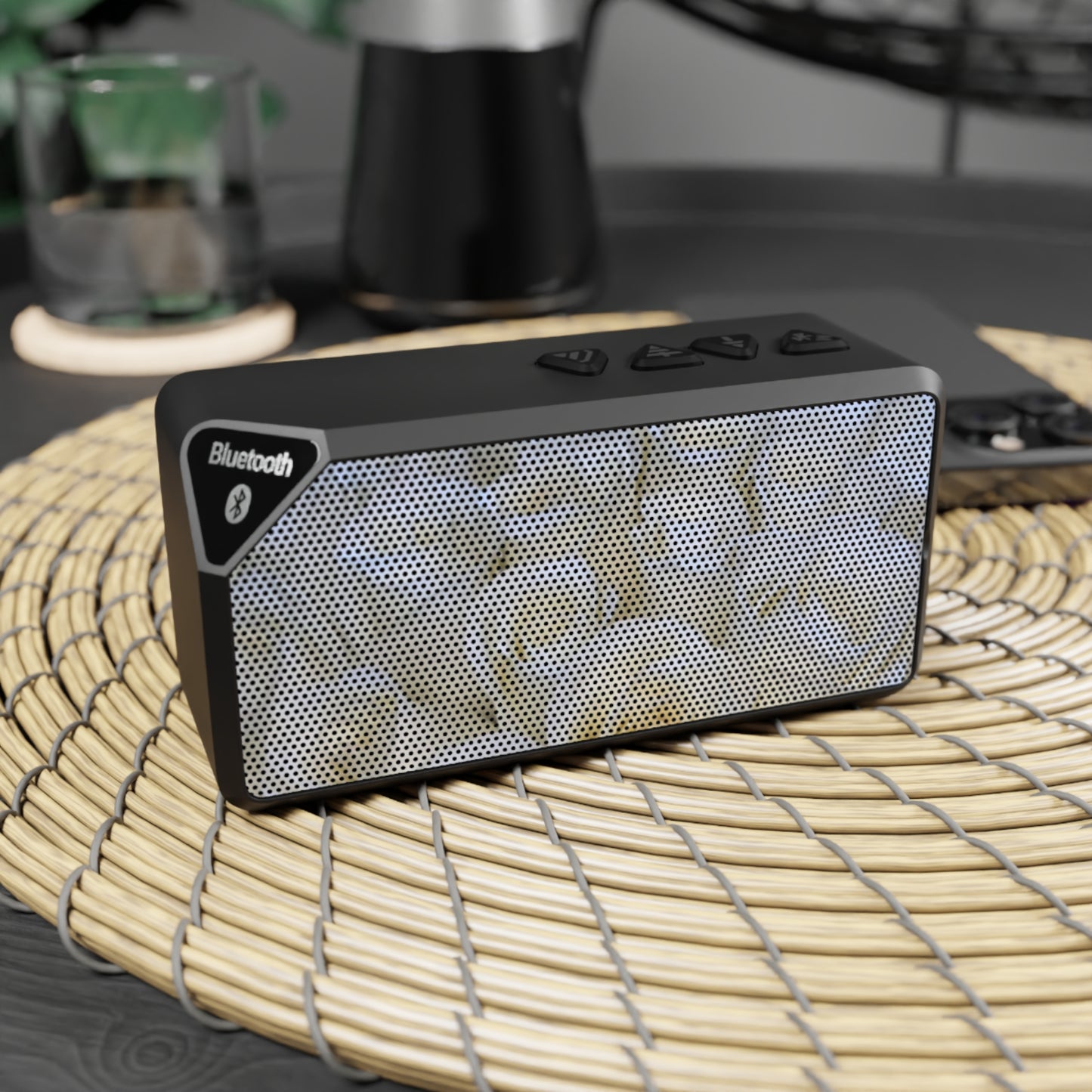 Portable Floral Bluetooth Speaker – White Roses Design