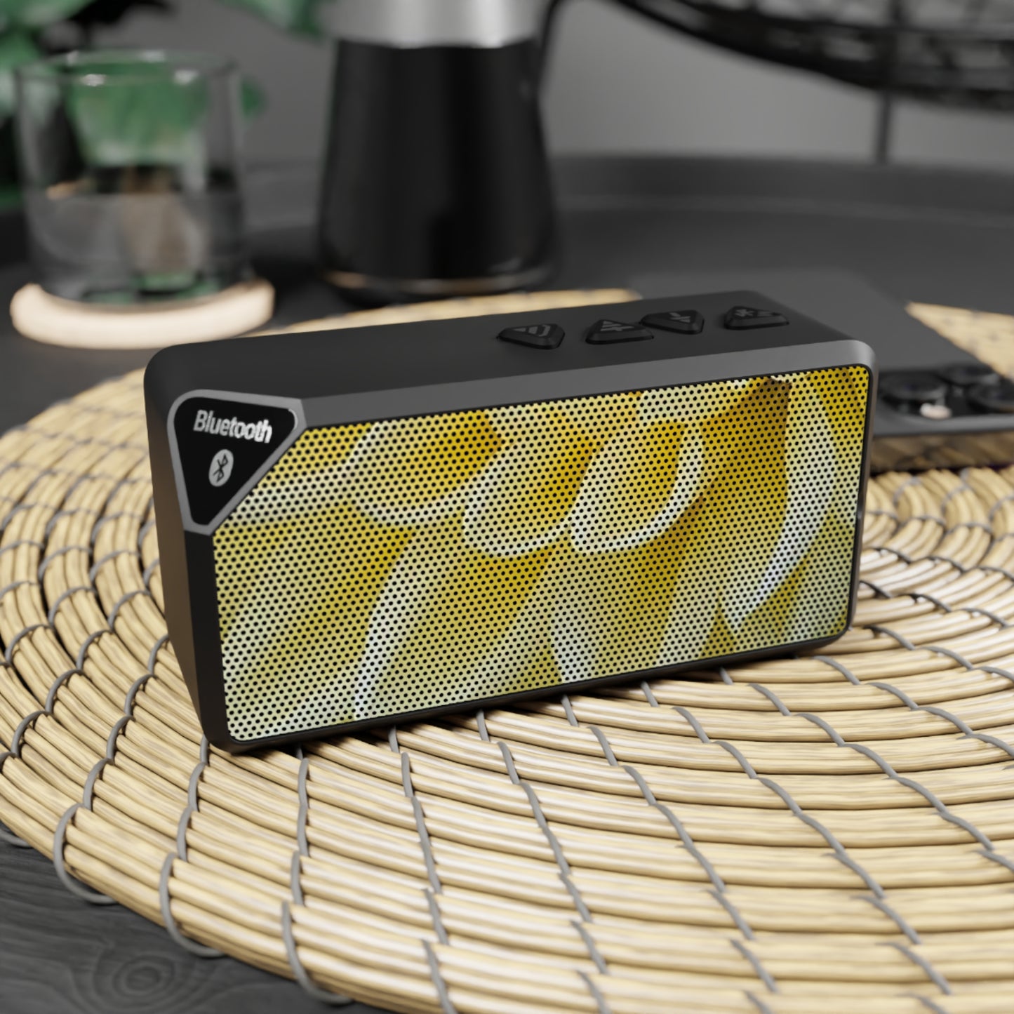 Portable Floral Bluetooth Speaker – Yellow Dahlia Design