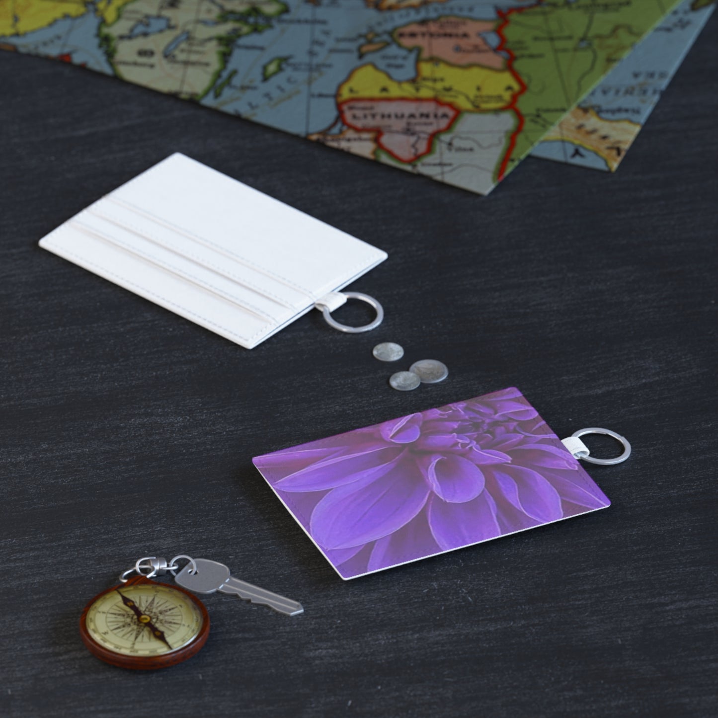Purple Dahlia Floral Card Holder