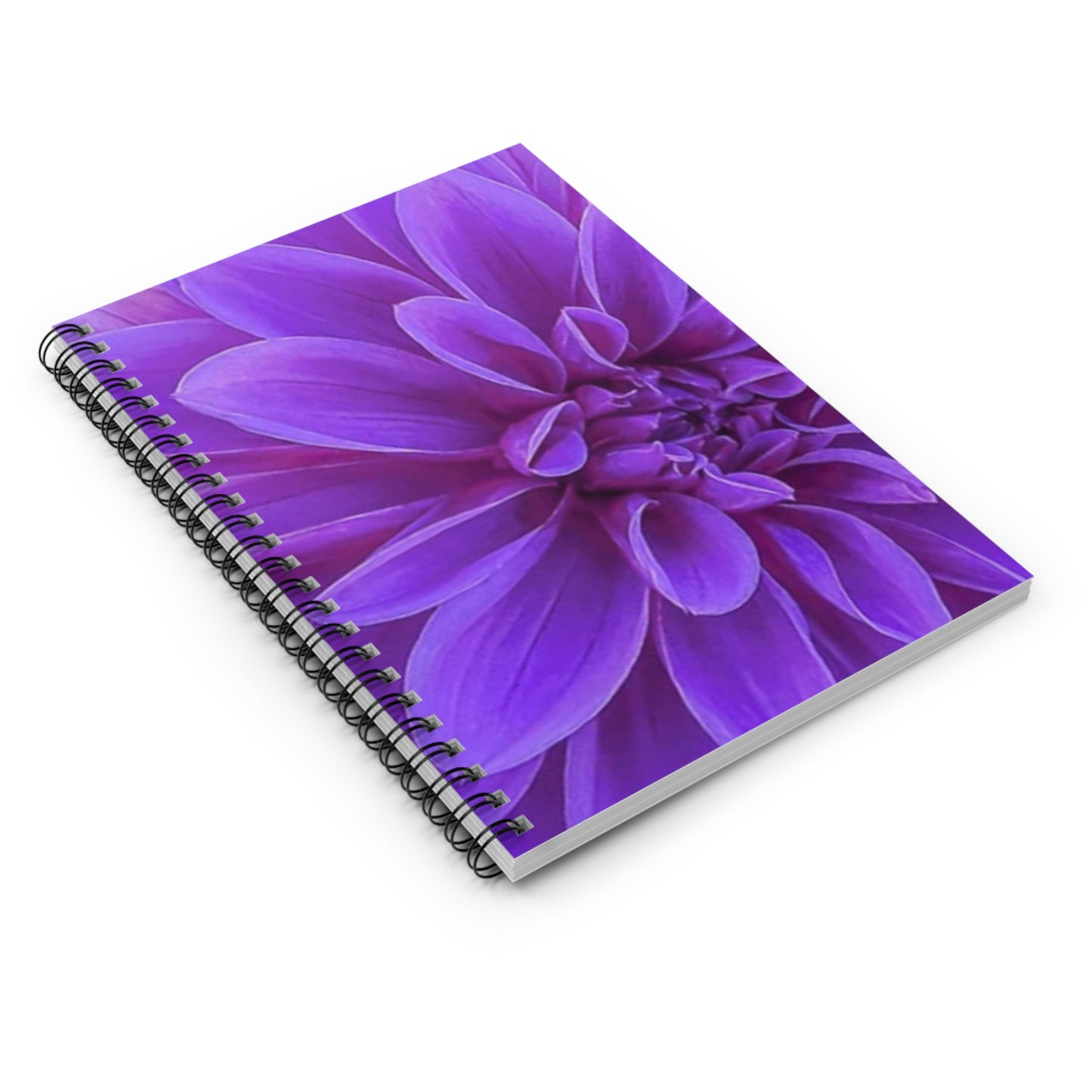 Purple Dahlia Floral-Themed Spiral Notebook-Ruled Line | Pretty & Practical