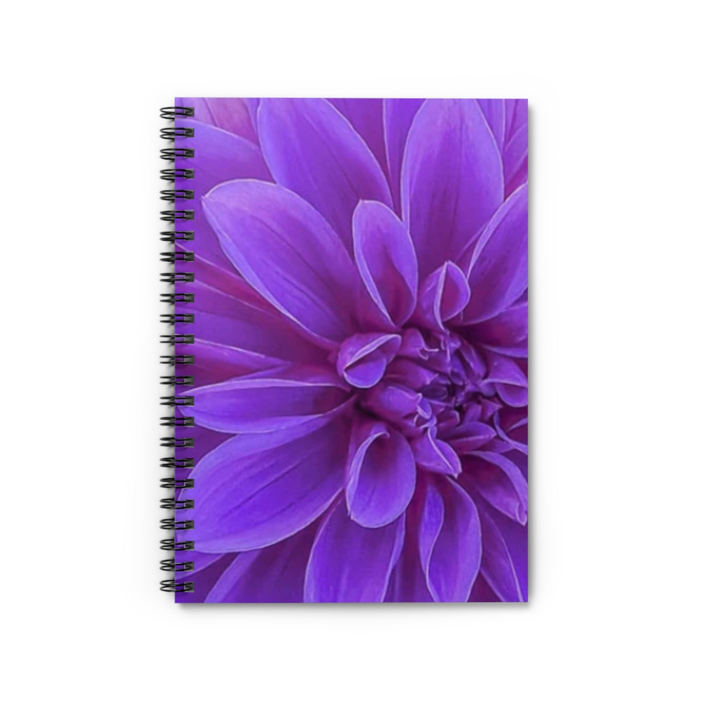 Purple Dahlia Floral-Themed Spiral Notebook-Ruled Line | Pretty & Practical