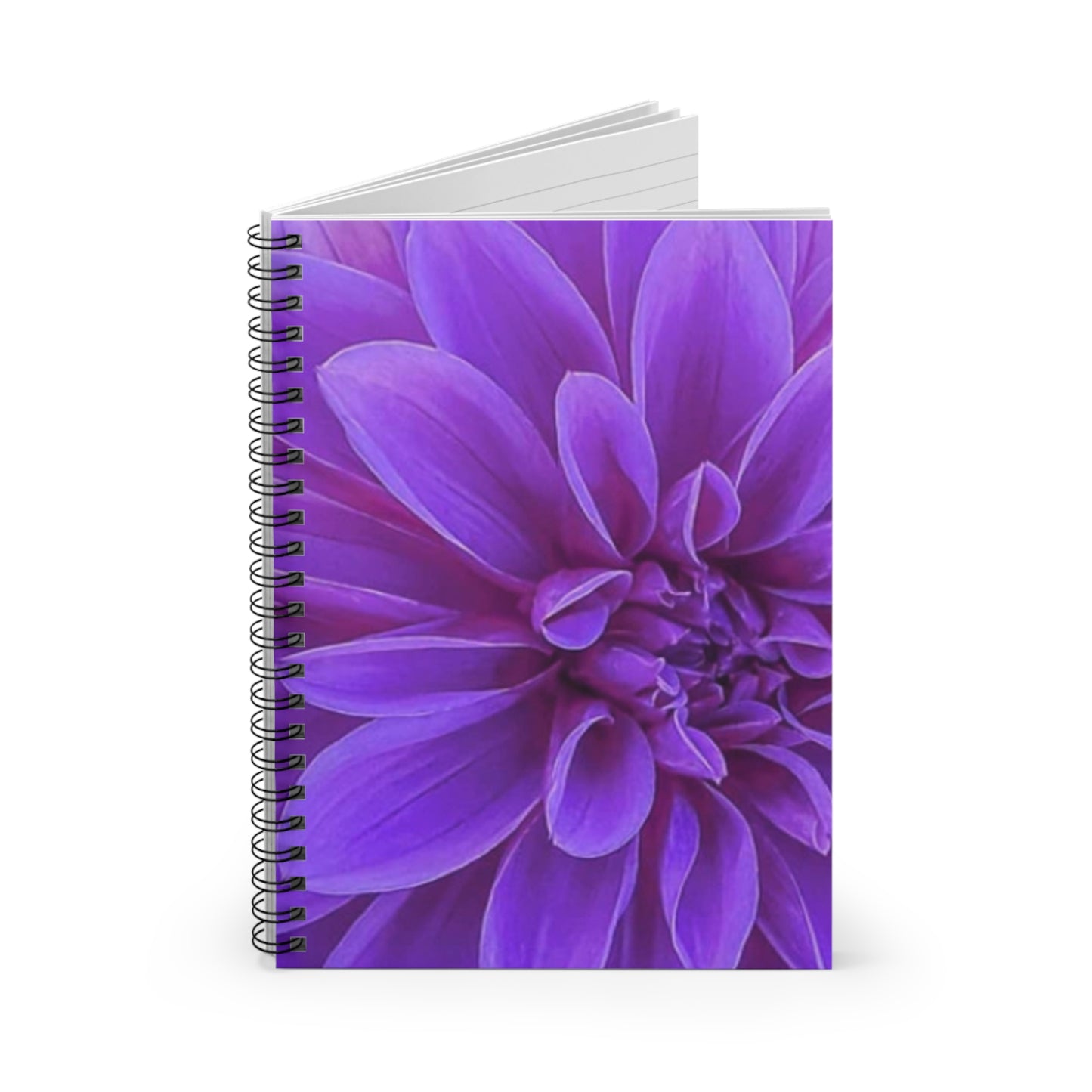 Purple Dahlia Floral-Themed Spiral Notebook-Ruled Line | Pretty & Practical
