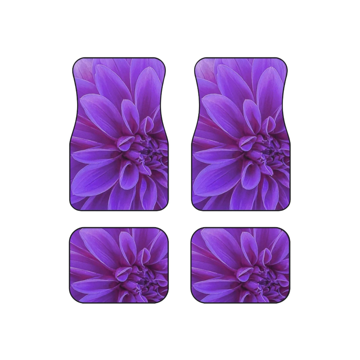 Purple Dahlia Floral Car Mats – Set of 4 for Floral Lovers
