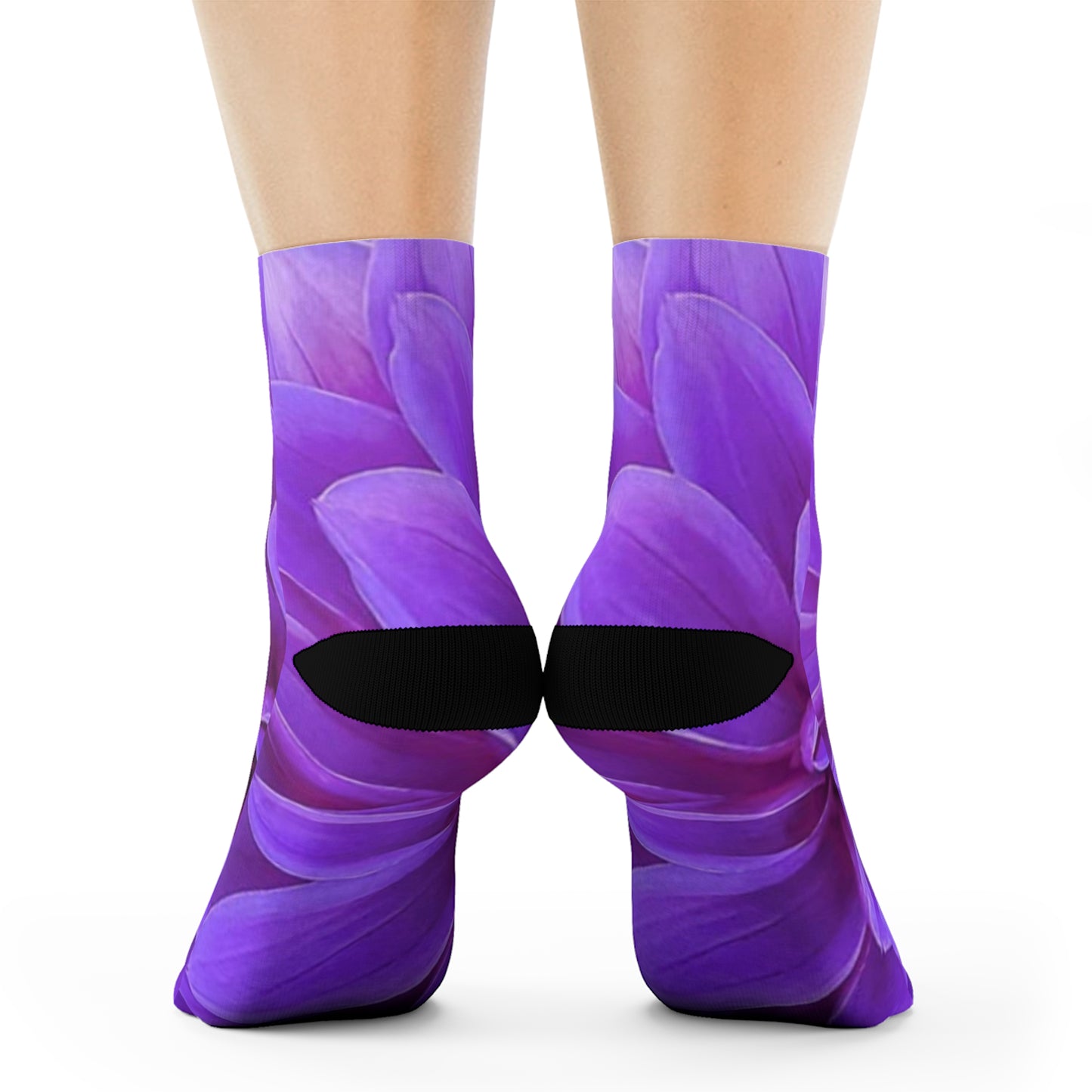 Purple Dahlia Floral Crew Socks – Soft & Stylish