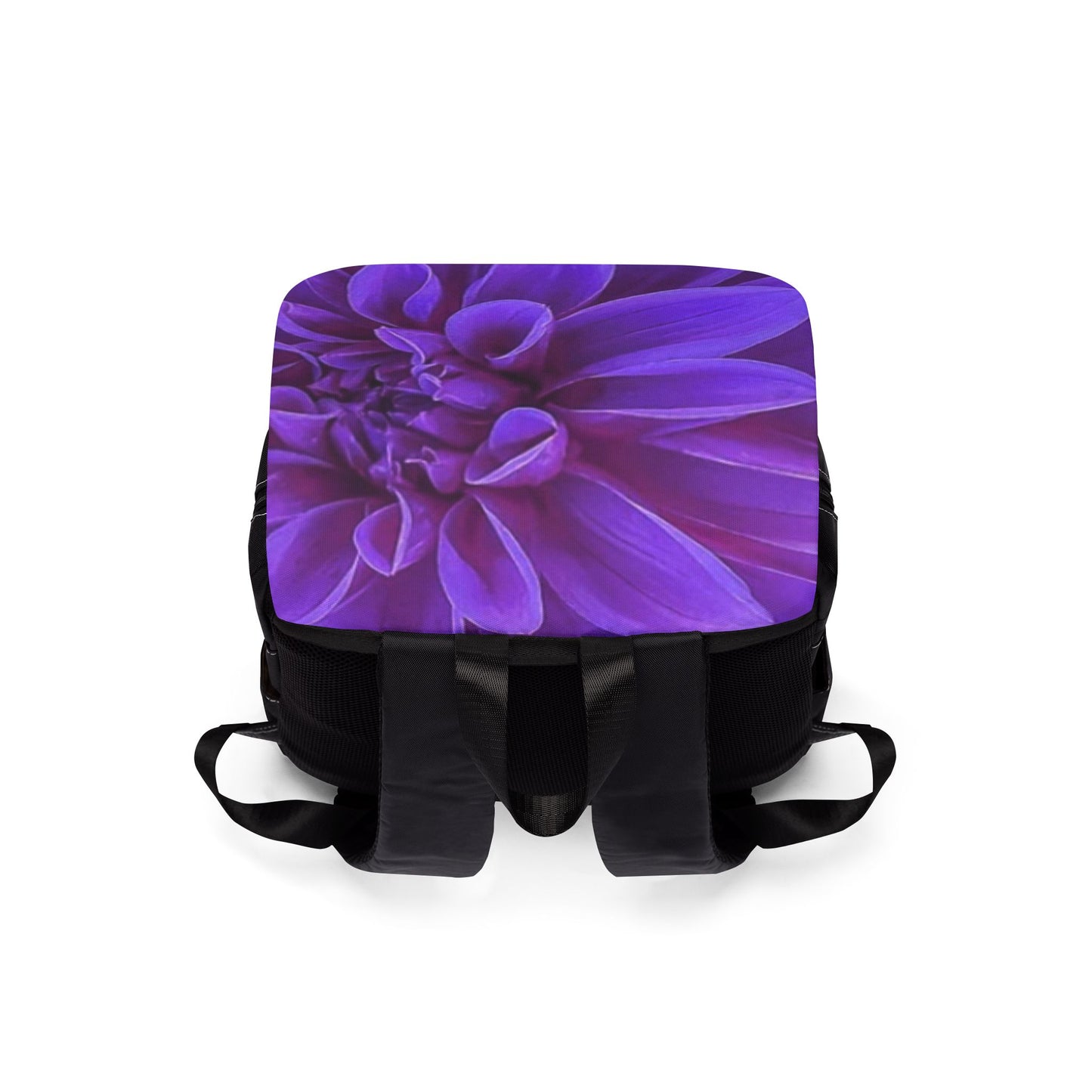 Purple Dahlia Unisex Floral Flap Backpack