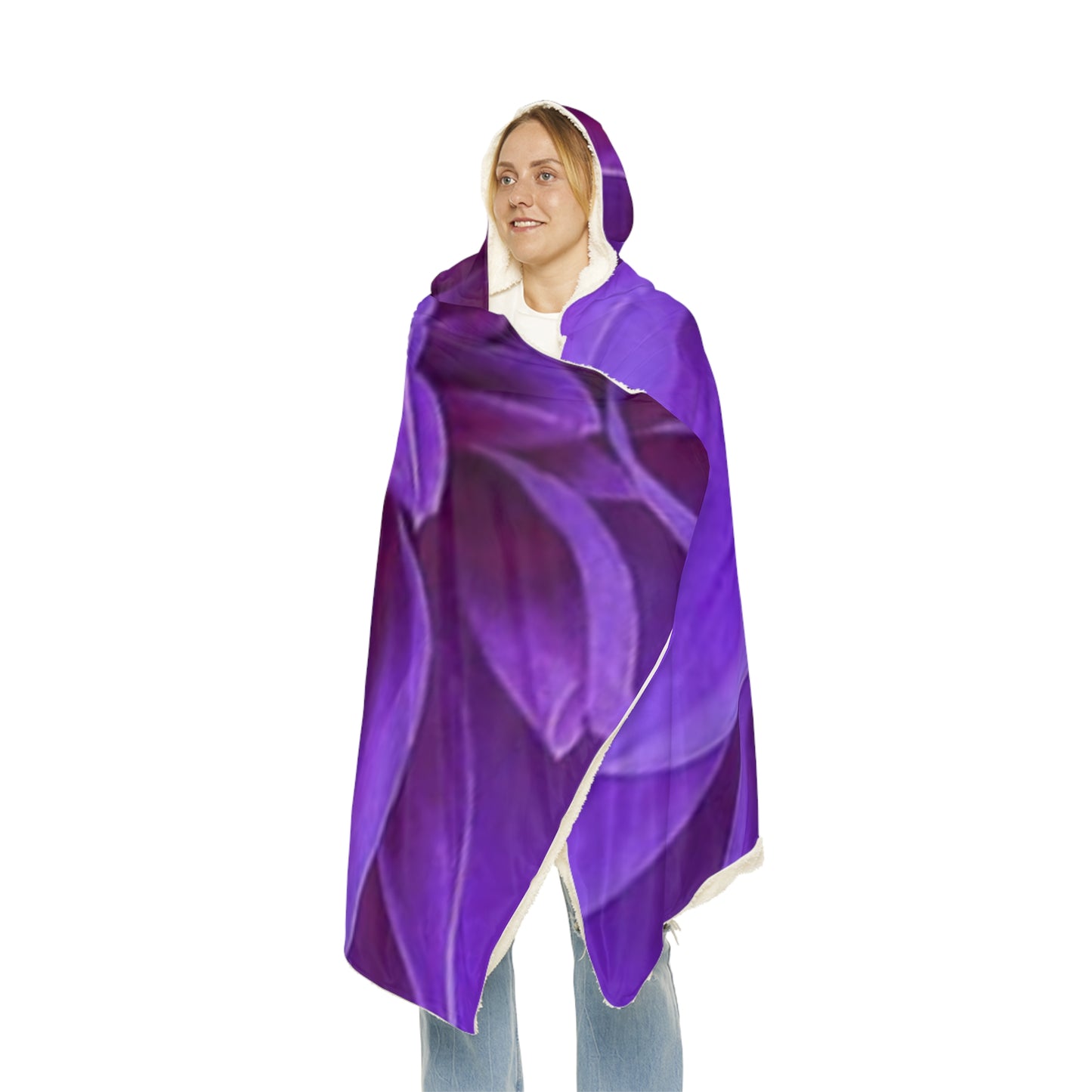 Purple Dahlia Floral Hooded Blanket – Elegant & Warm Comfort