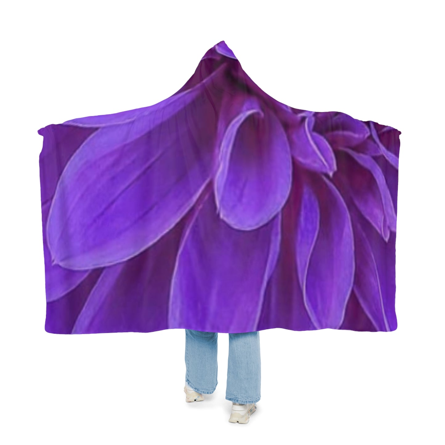 Purple Dahlia Floral Hooded Blanket – Elegant & Warm Comfort