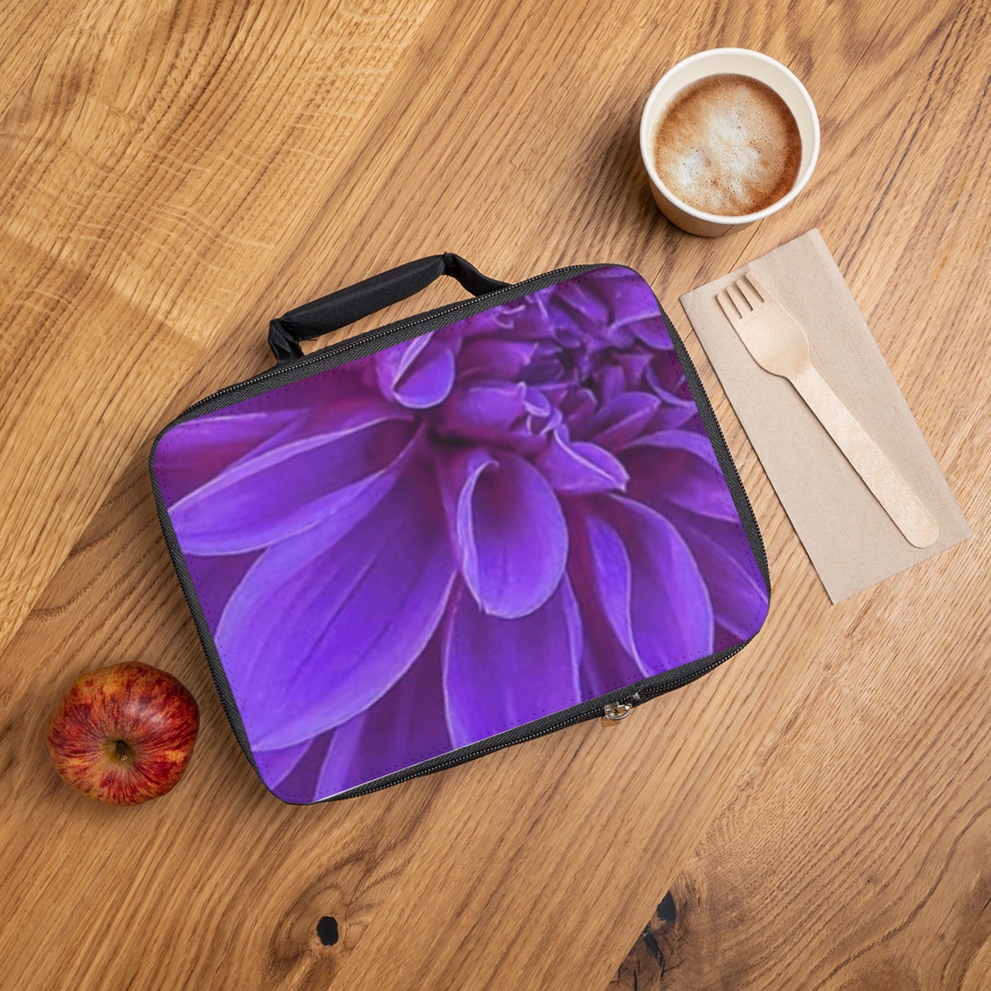 Purple Dahlia Floral Lunch Bag – Fresh & Feminine