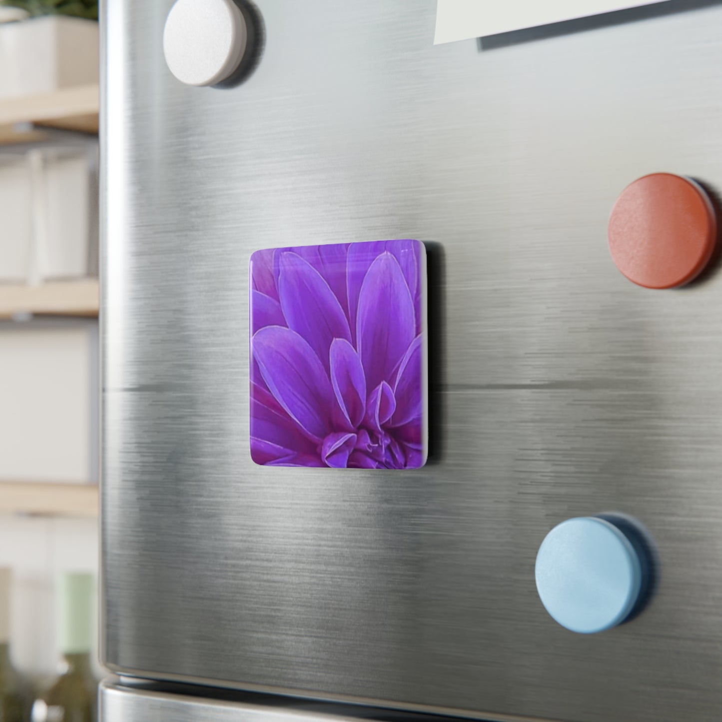 Purple Dahlia Floral Square Magnet – Floral Square Magnets