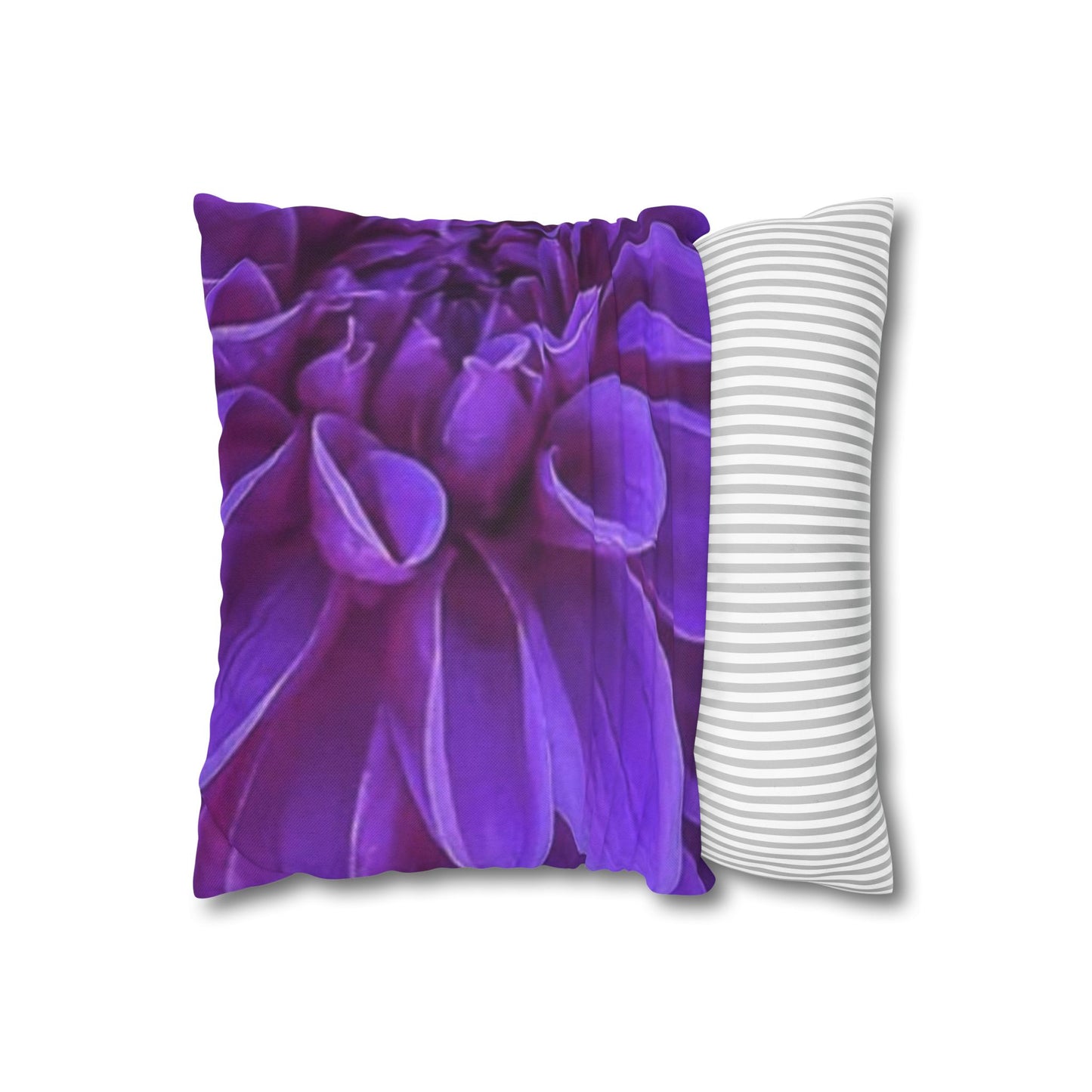 Purple Dahlia Floral Square Pillowcase