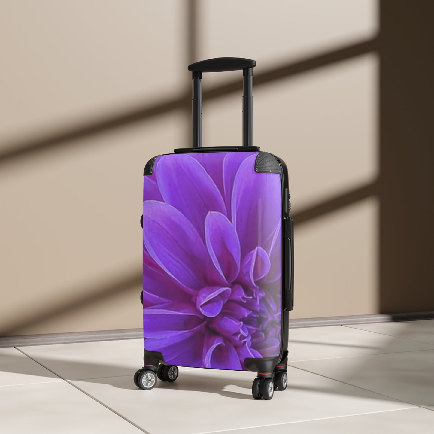 Purple Dahlia Floral Suitcase for Travelers – Soft & Compact