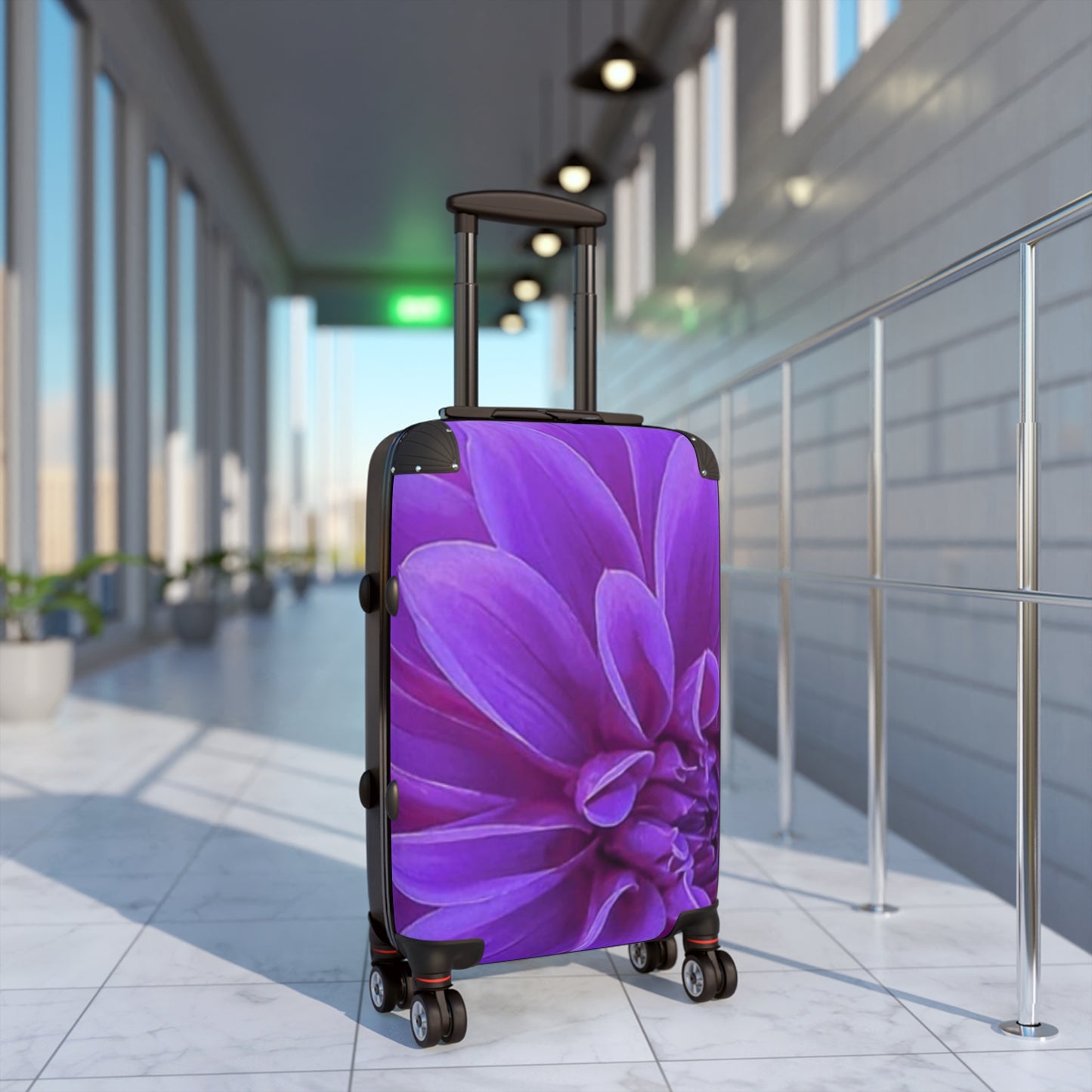 Purple Dahlia Floral Suitcase for Travelers – Soft & Compact