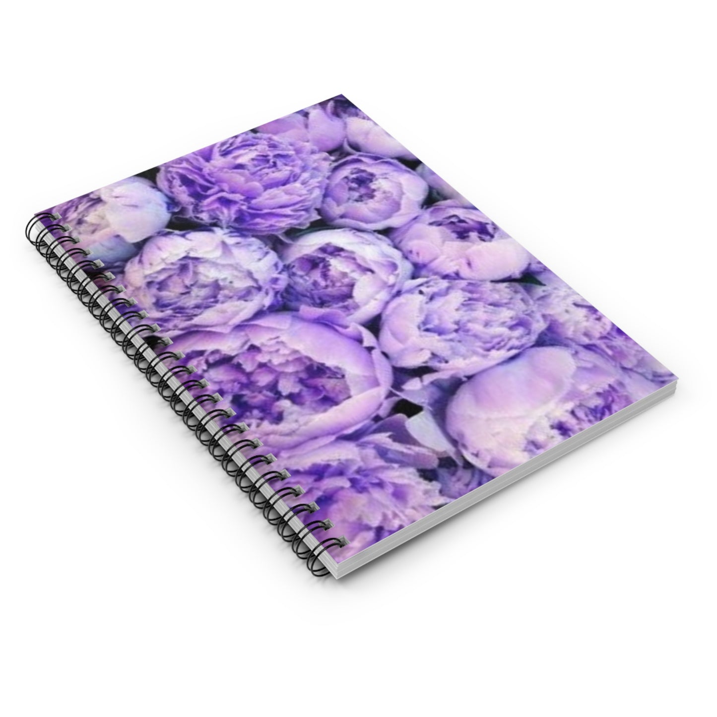 Purple Peony Floral-Themed Spiral Notebook-Ruled Line | Aesthetic Notepad