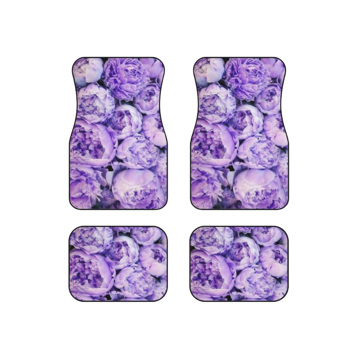 Purple Peony Floral Car Mats – Set of 4 Stylish Mats