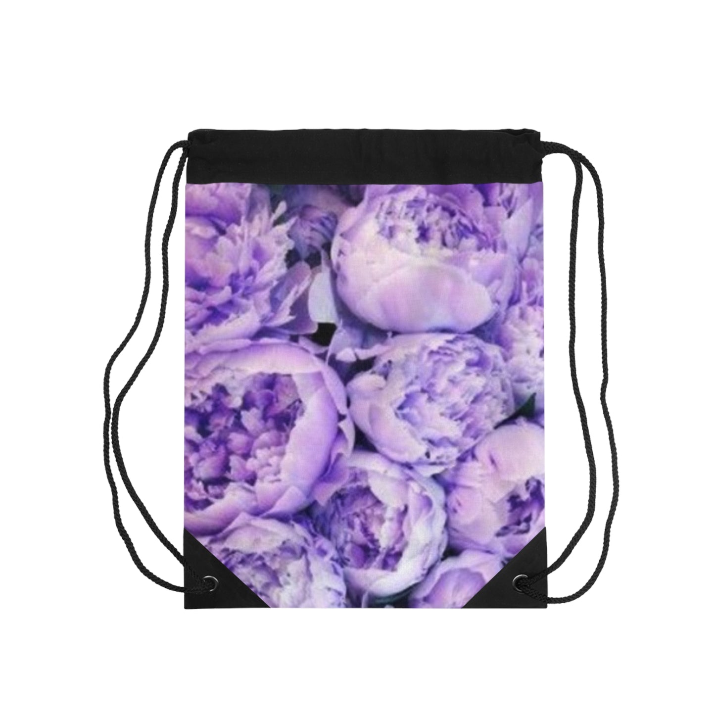 Purple Peony Floral Drawstring Bag