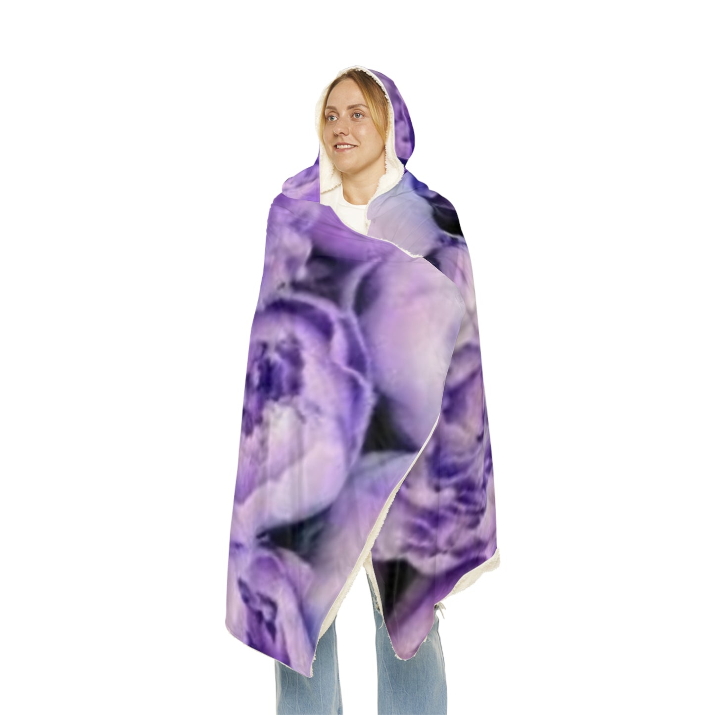 Purple Peony Floral Hooded Blanket – Snuggly Elegance