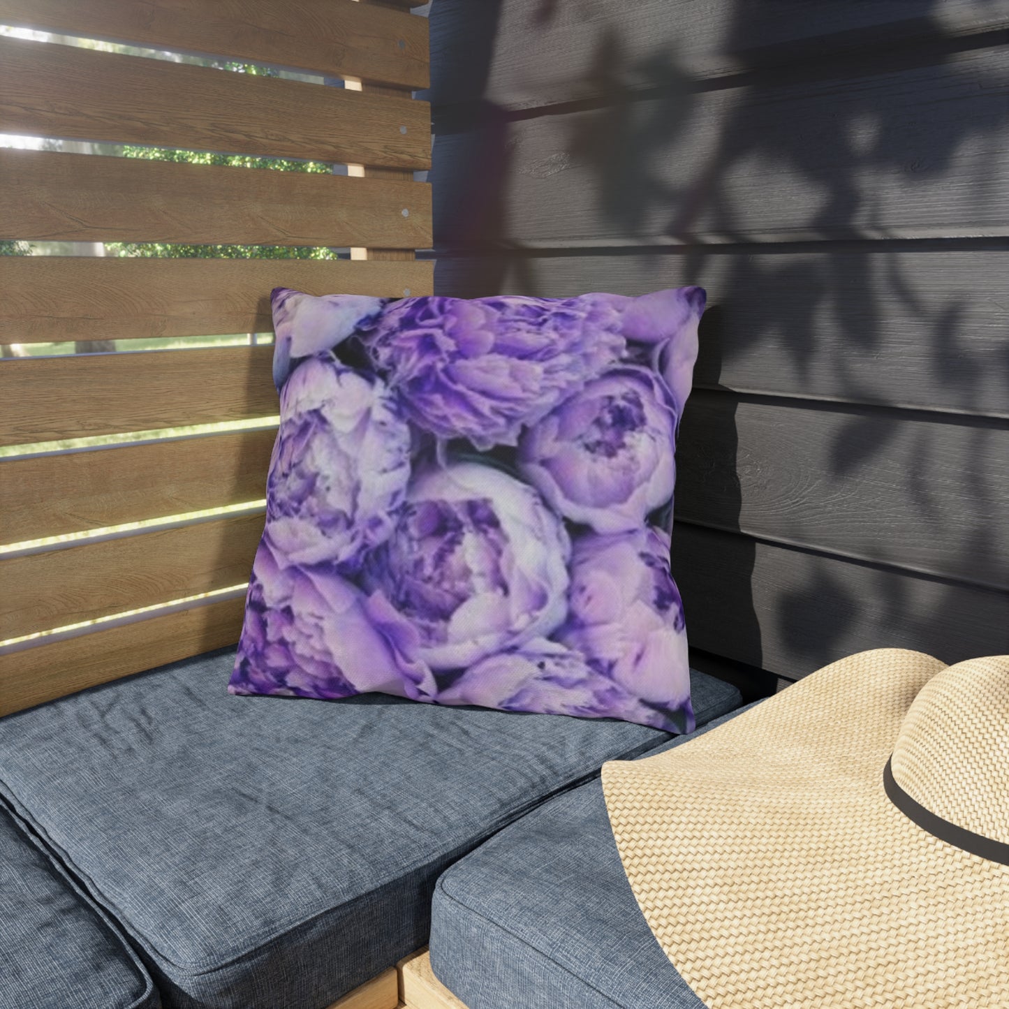 Purple Peony Floral Outdoor Pillow