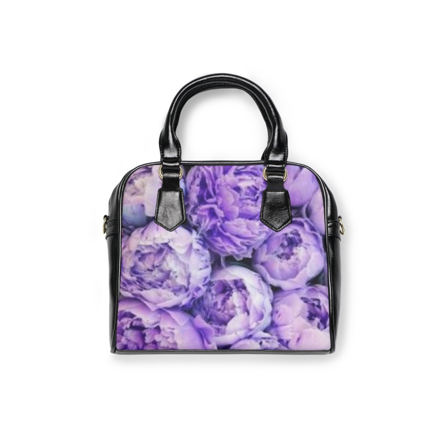 Purple Peony Floral Shoulder Handbag – Elegant & Roomy