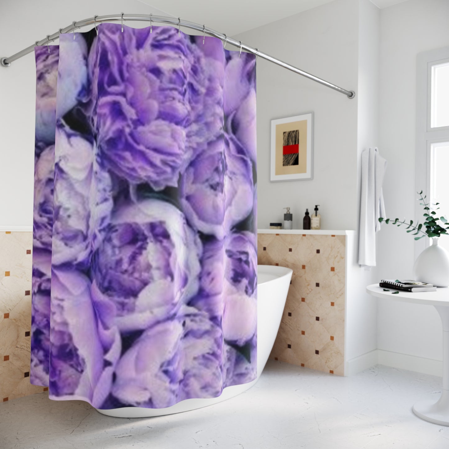 Purple Peony Floral Shower Curtain – Vibrant & Durable