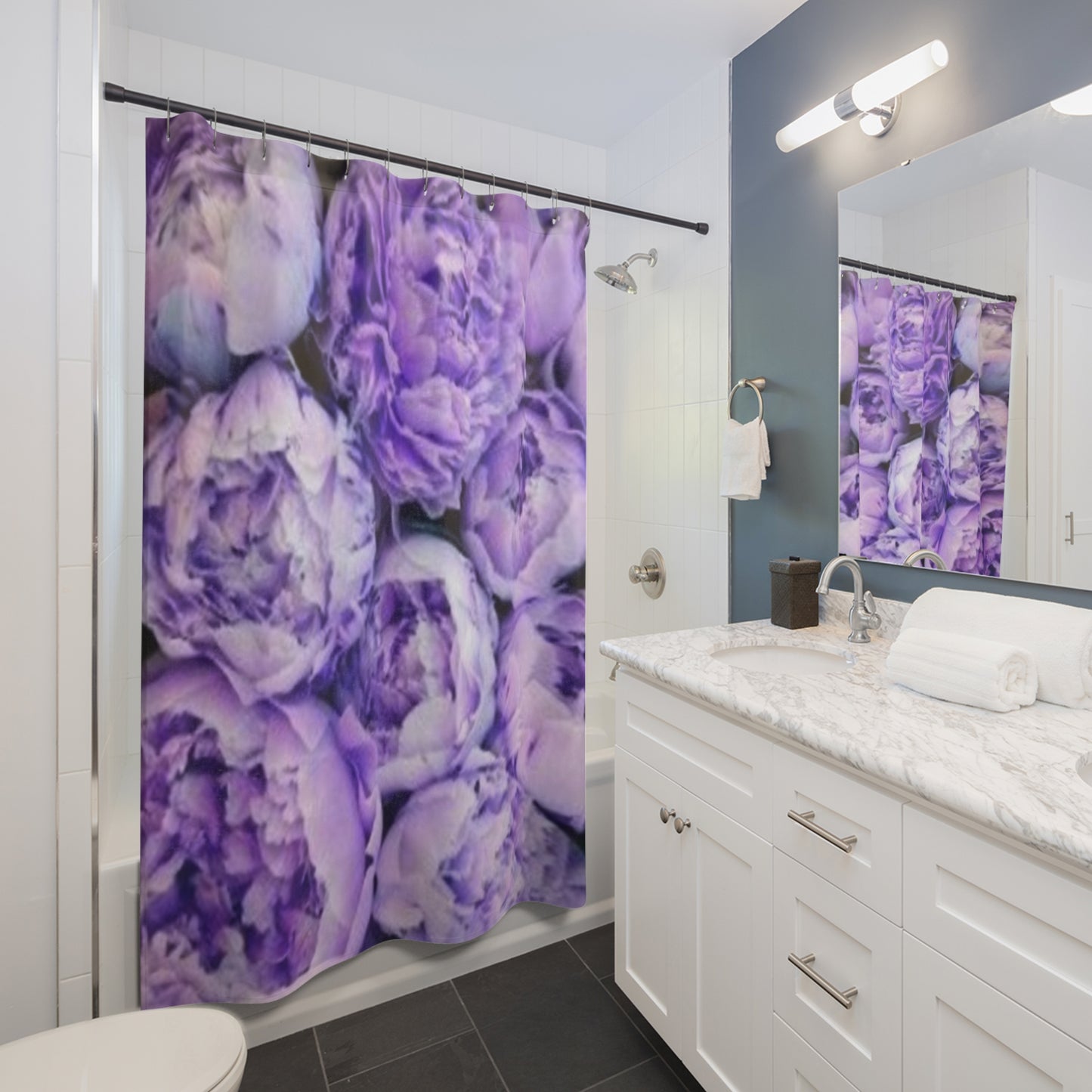 Purple Peony Floral Shower Curtain – Vibrant & Durable