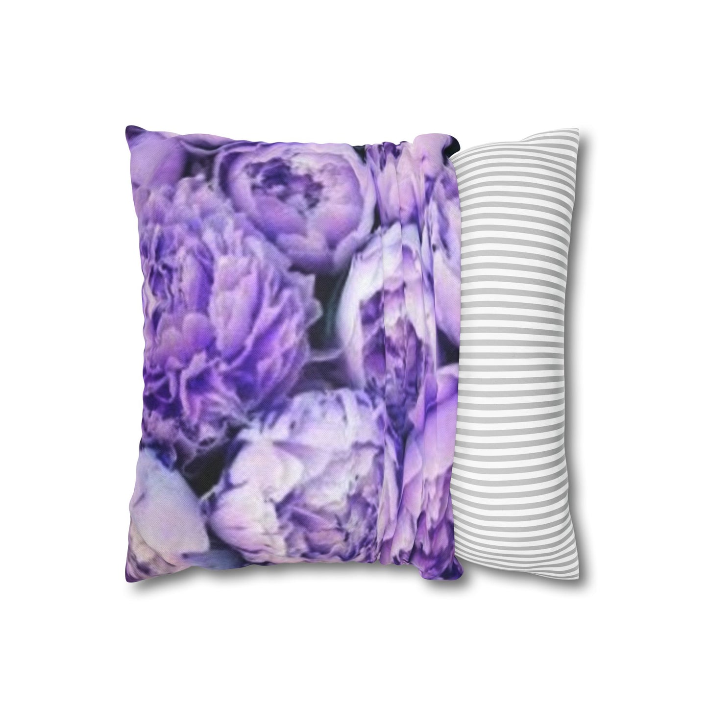 Purple Peony Floral Square Pillowcase