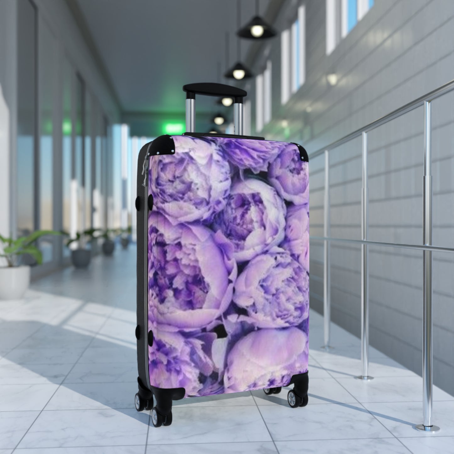 Purple Peony Floral Suitcase for Travelers – Modern Floral Style