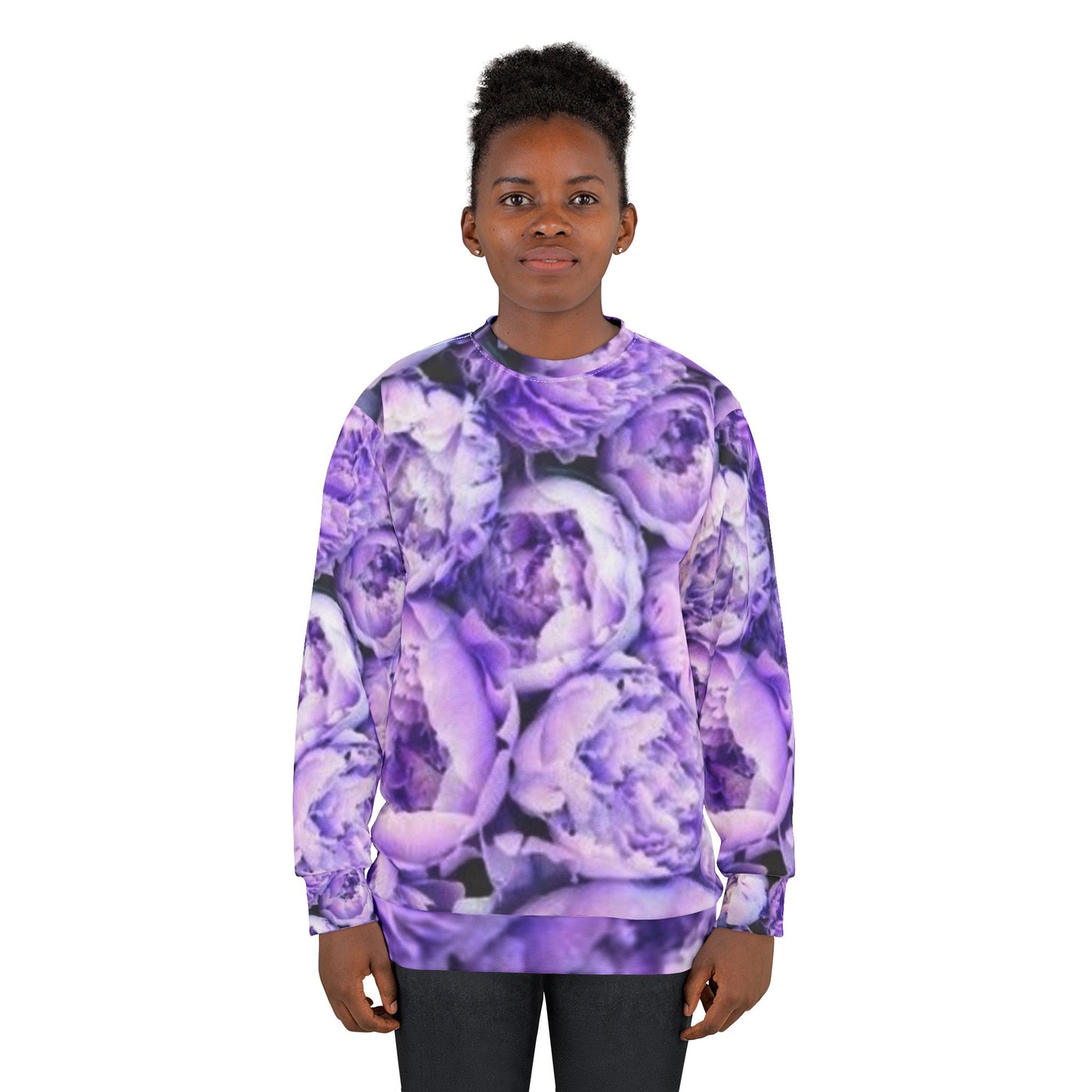 Purple Peony Floral Sweatshirt – Cozy & Stylish for Daily Wear