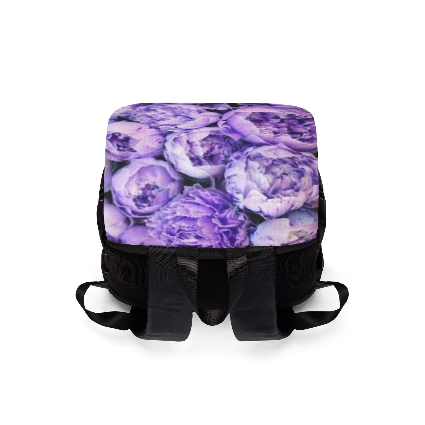 Purple Peony Unisex Floral Flap Backpack – Stylish Utility