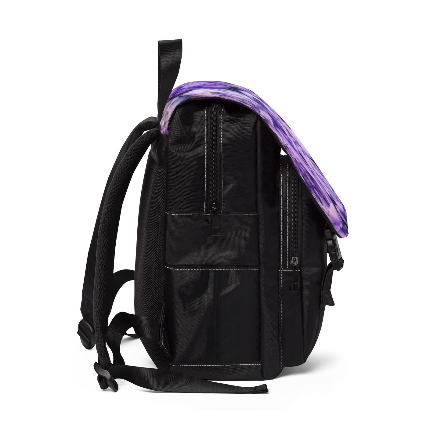 Purple Peony Unisex Floral Flap Backpack – Stylish Utility