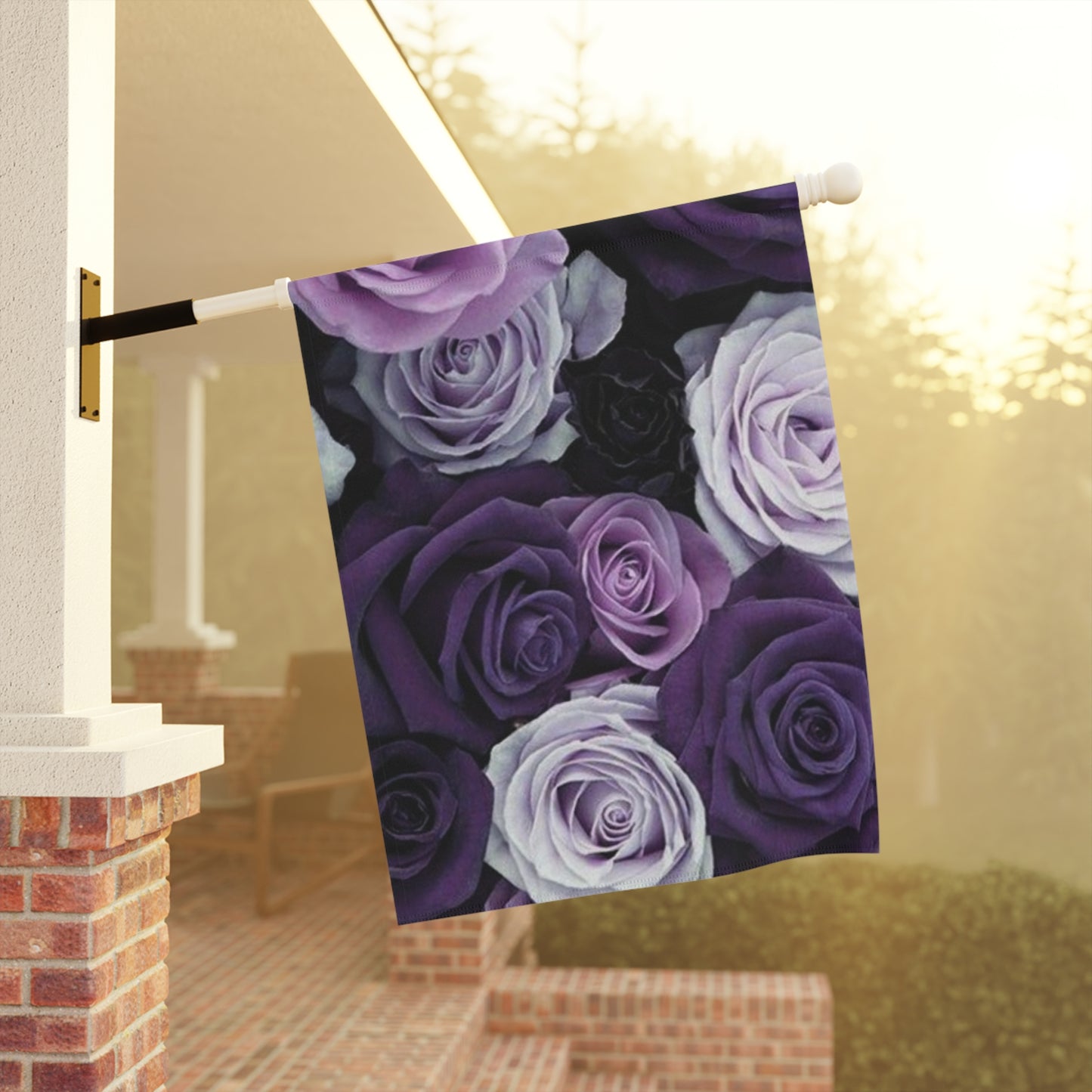 Purple Rose Floral Garden and House Banner – Graceful Outdoor Accent