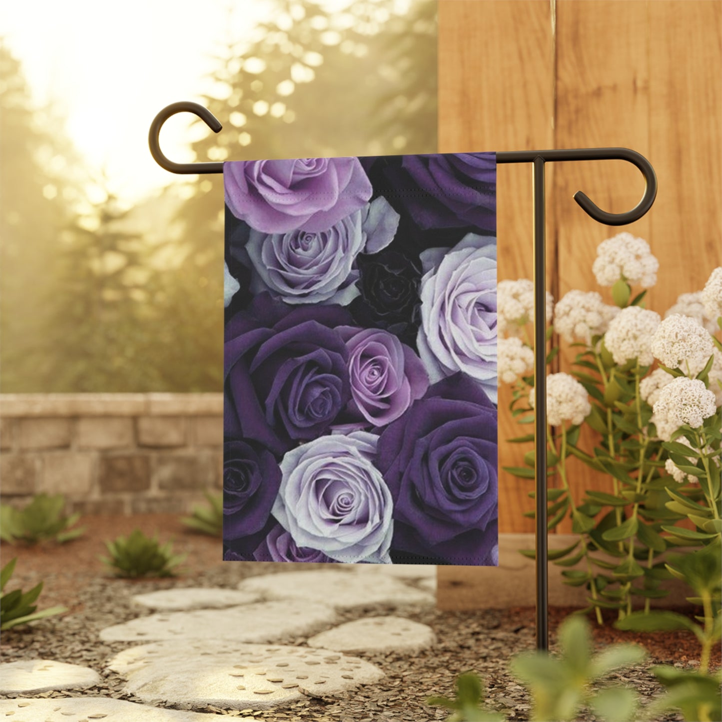 Purple Rose Floral Garden and House Banner – Graceful Outdoor Accent