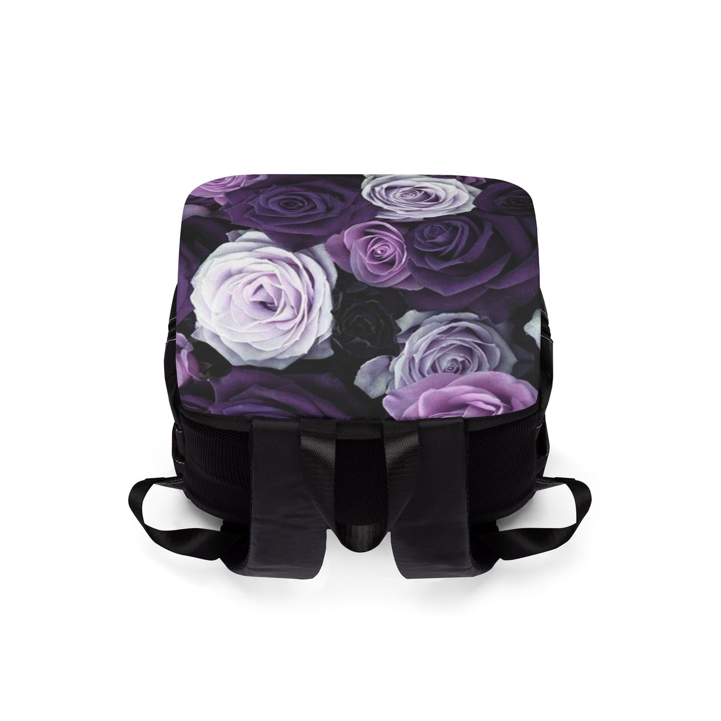 Purple Roses Unisex Floral Flap Backpack