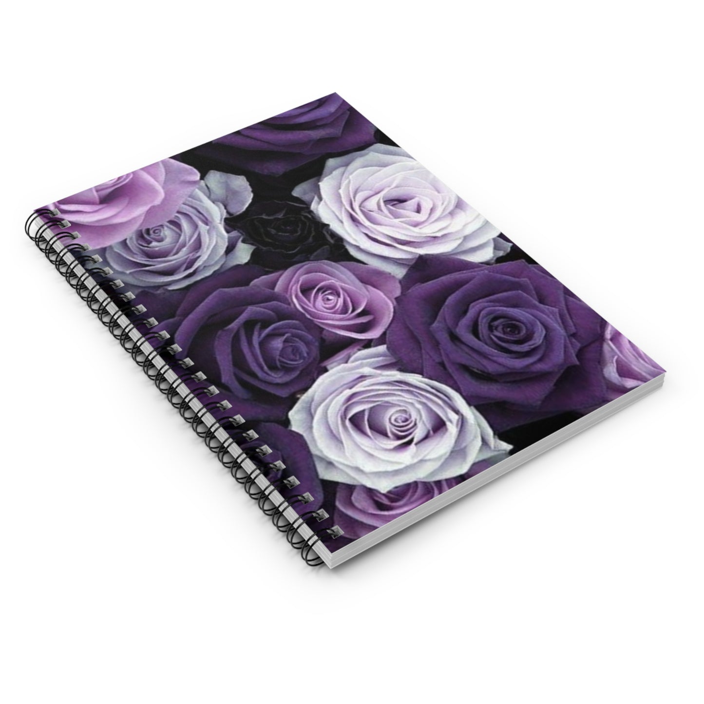 Purple Roses Floral-Themed Spiral Notebook-Ruled Line | Elegant Stationery
