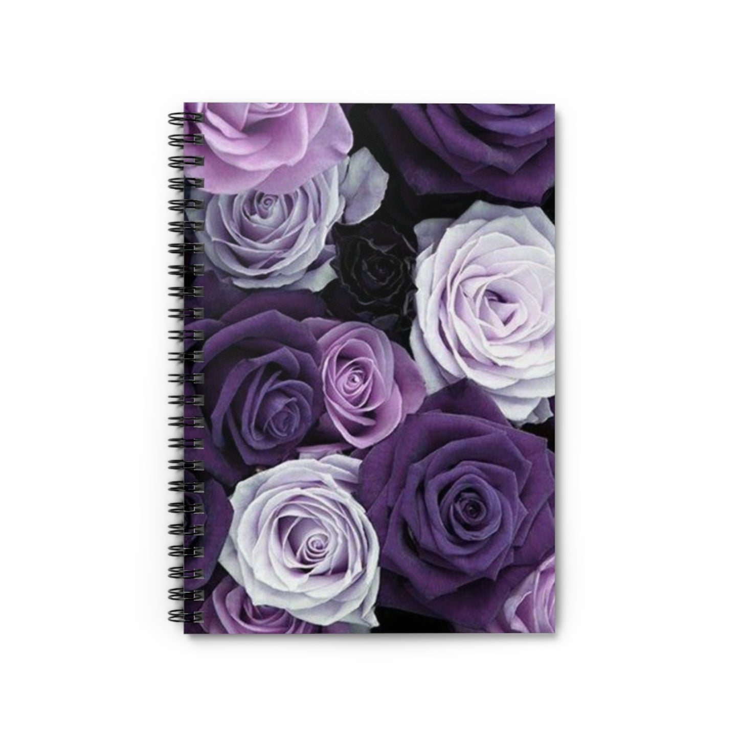 Purple Roses Floral-Themed Spiral Notebook-Ruled Line | Elegant Stationery