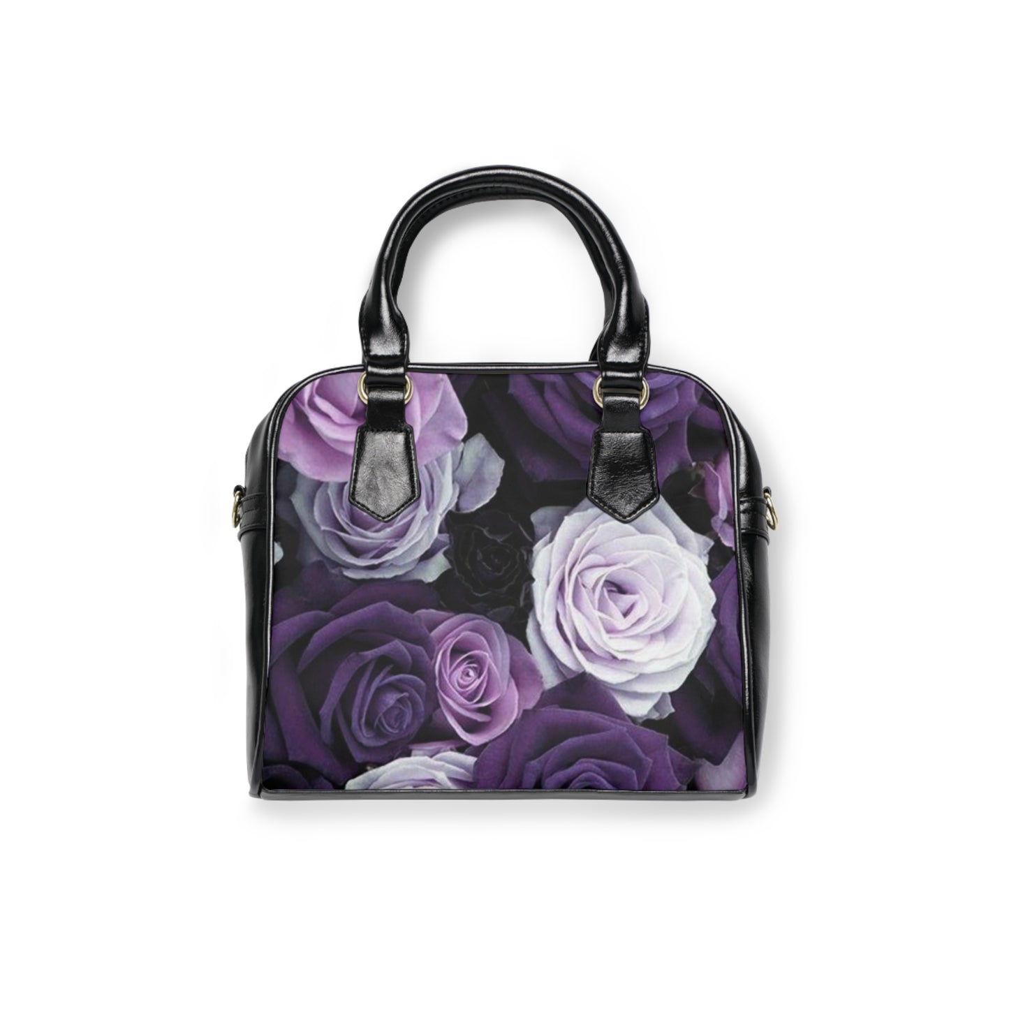 Purple Roses Floral Shoulder Handbag – Romantic & Stylish